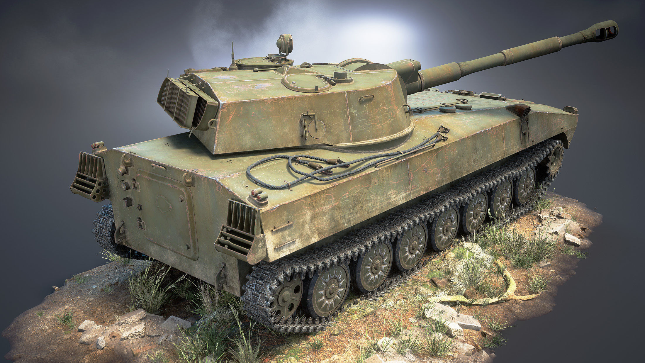 2S1 Gvozdyka Game Ready Low-poly 3D model_5