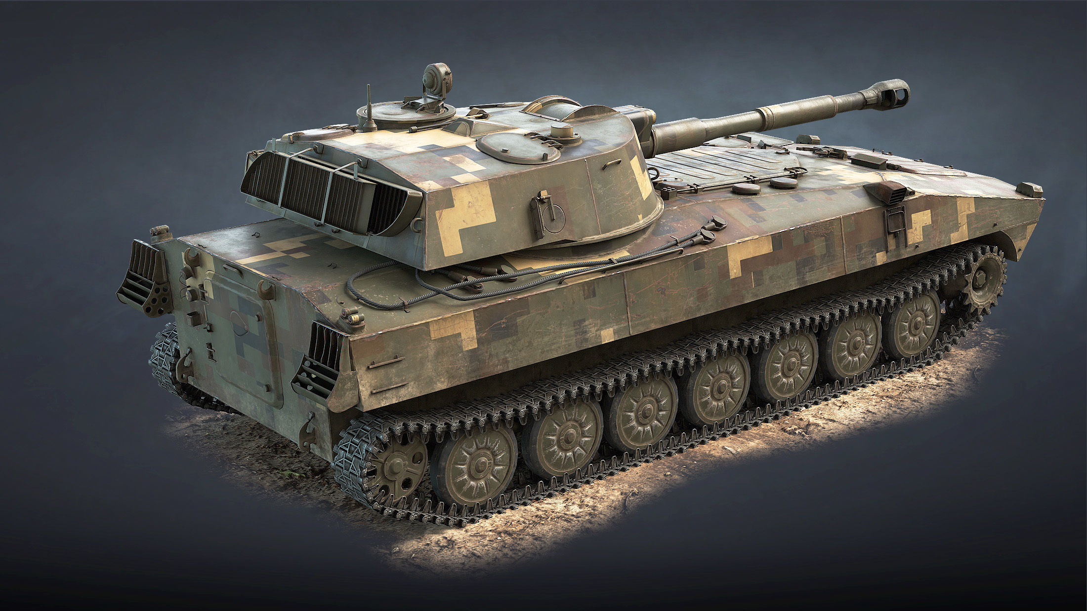 2S1 Gvozdyka Game Ready Low-poly 3D model_16