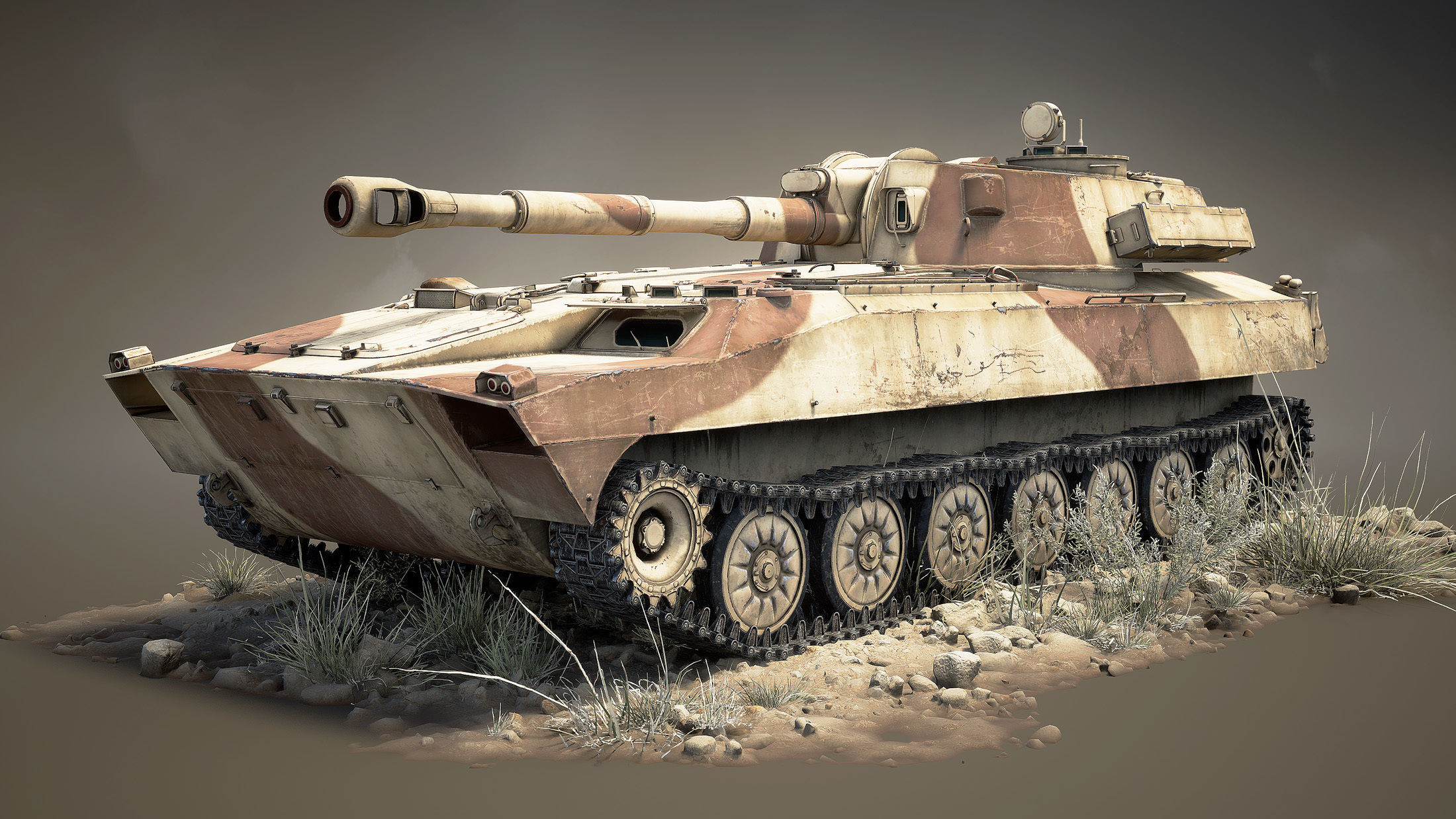 2S1 Gvozdyka Game Ready Low-poly 3D model_11