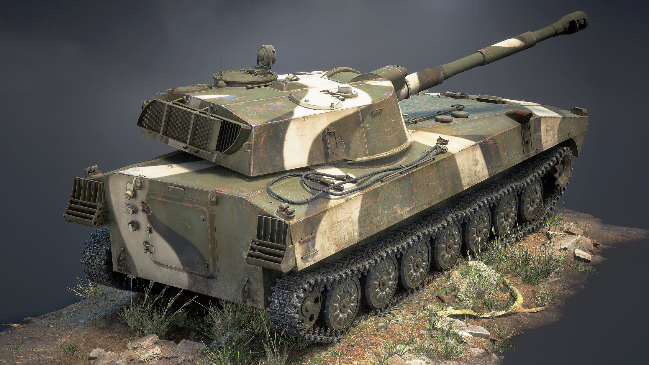 2S1 Gvozdyka Game Ready Low-poly 3D model_10