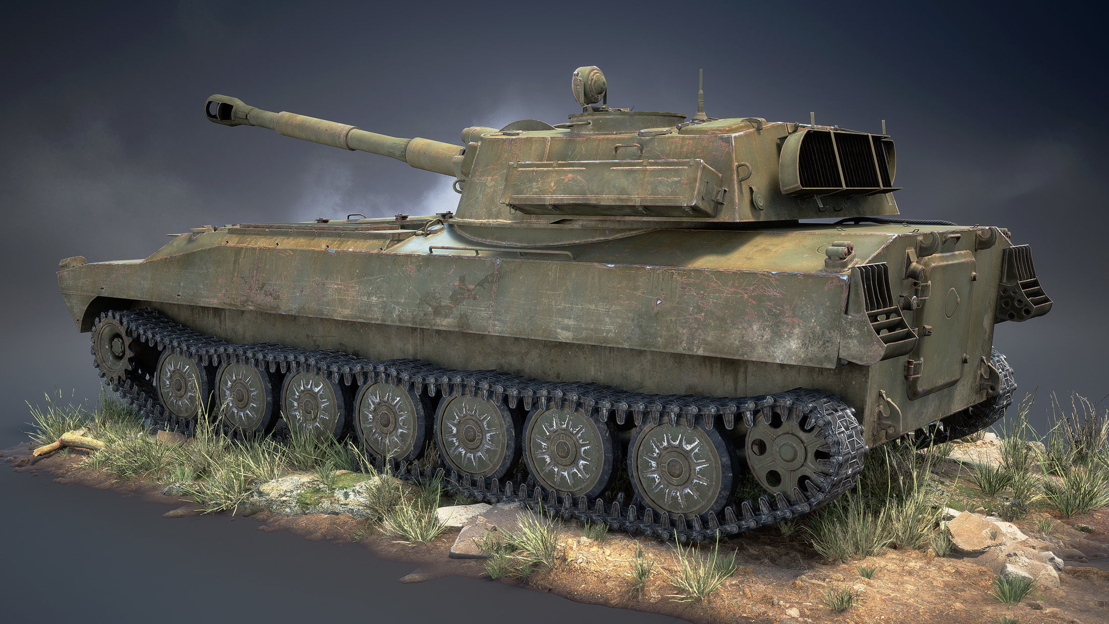 2S1 Gvozdyka Game Ready Low-poly 3D model_4