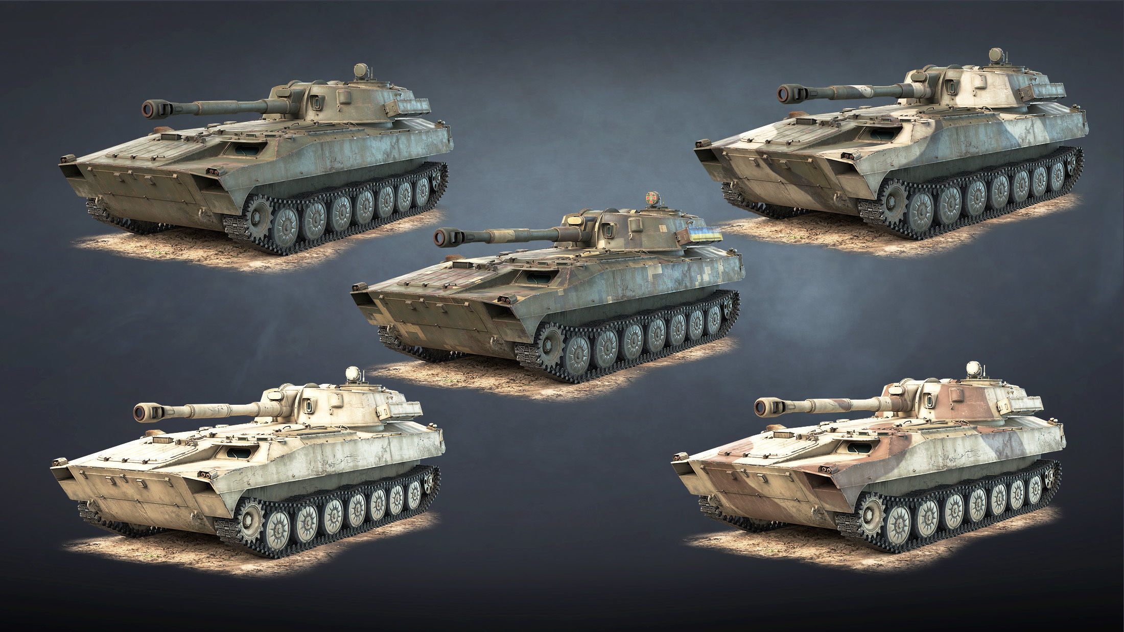 2S1 Gvozdyka Game Ready Low-poly 3D model_17