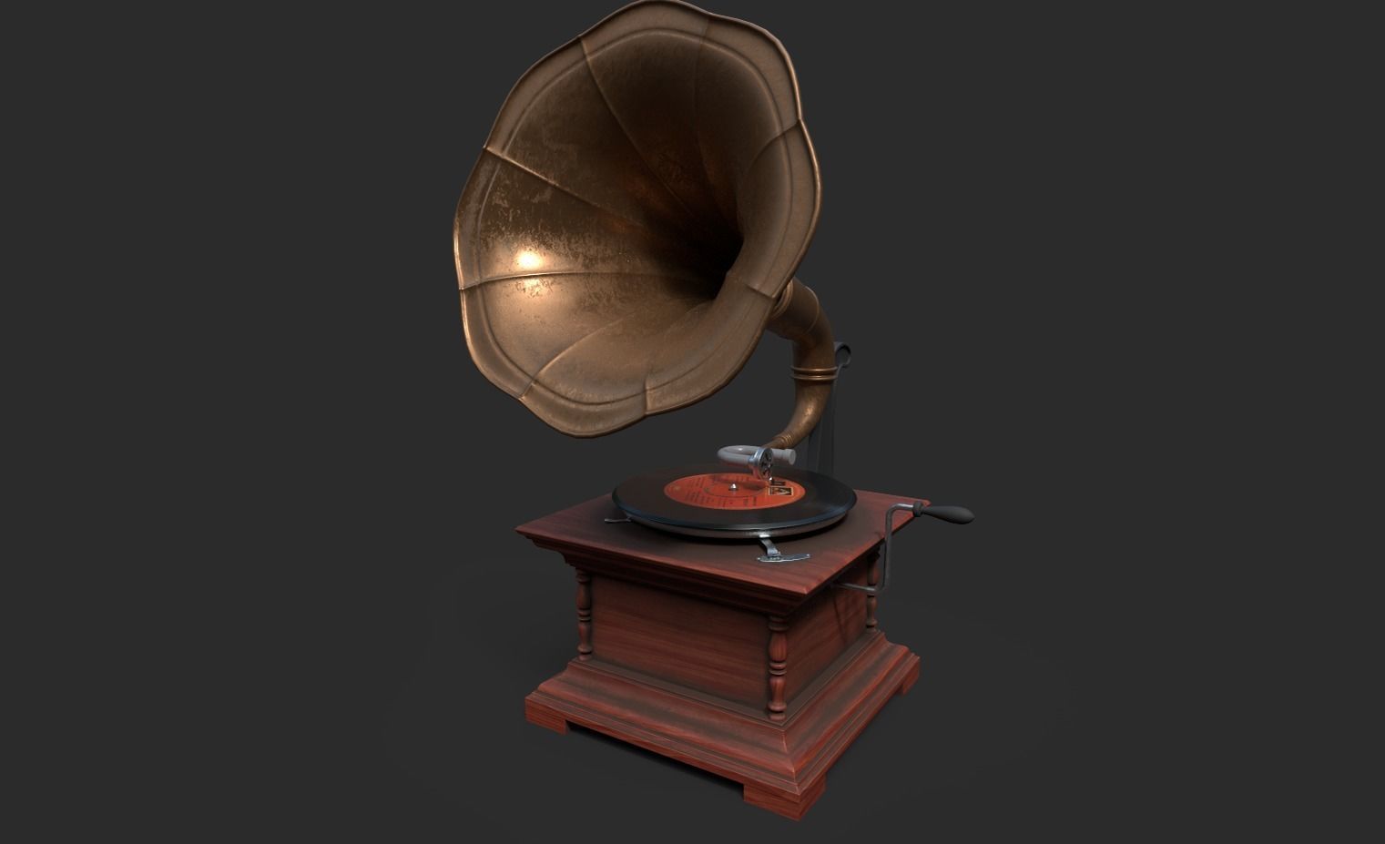 Gramophone Low-poly 3D model_2