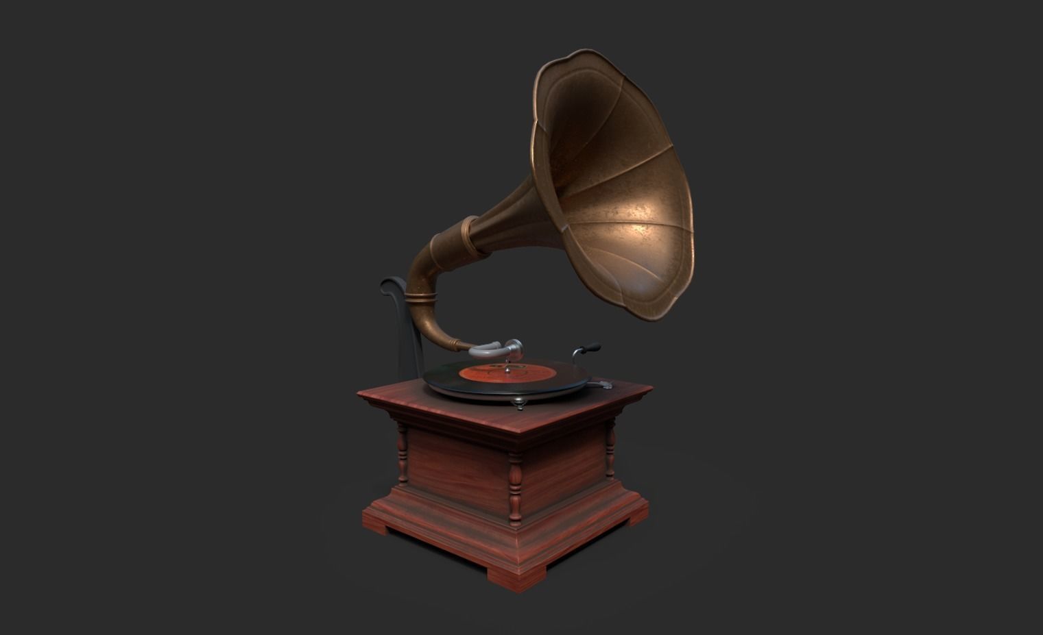 Gramophone Low-poly 3D model_3