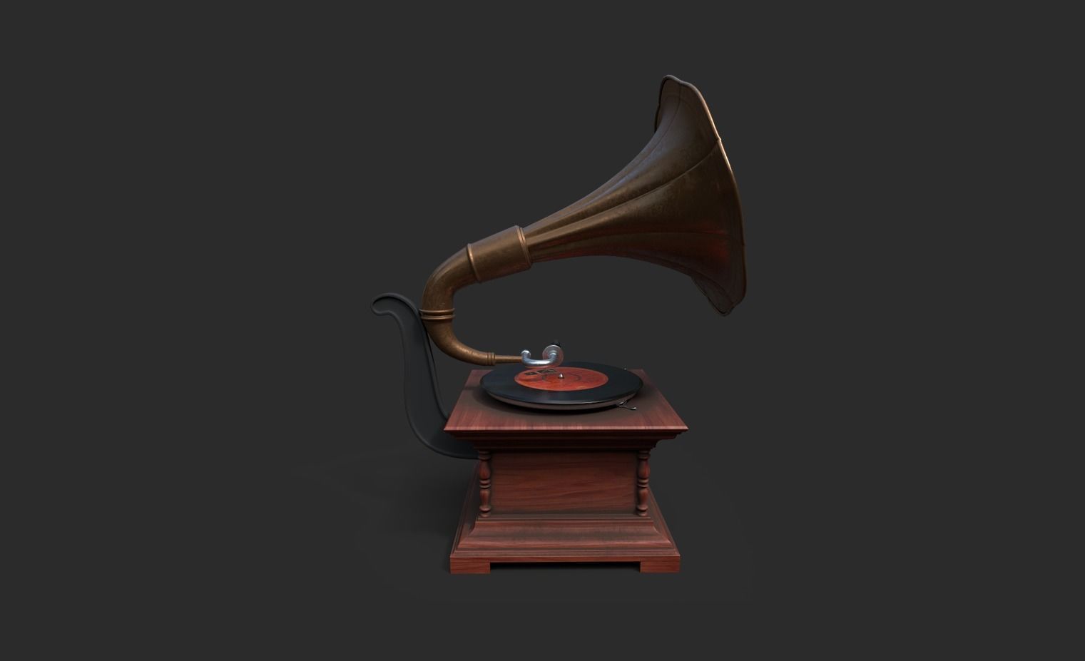 Gramophone Low-poly 3D model_4
