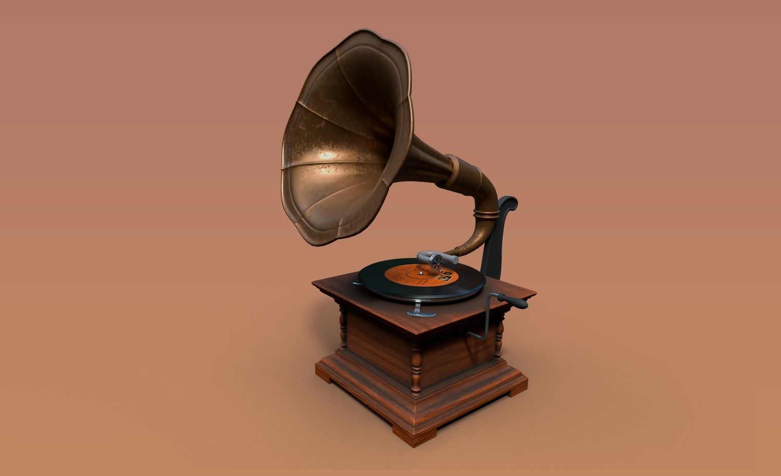Gramophone Low-poly 3D model_6
