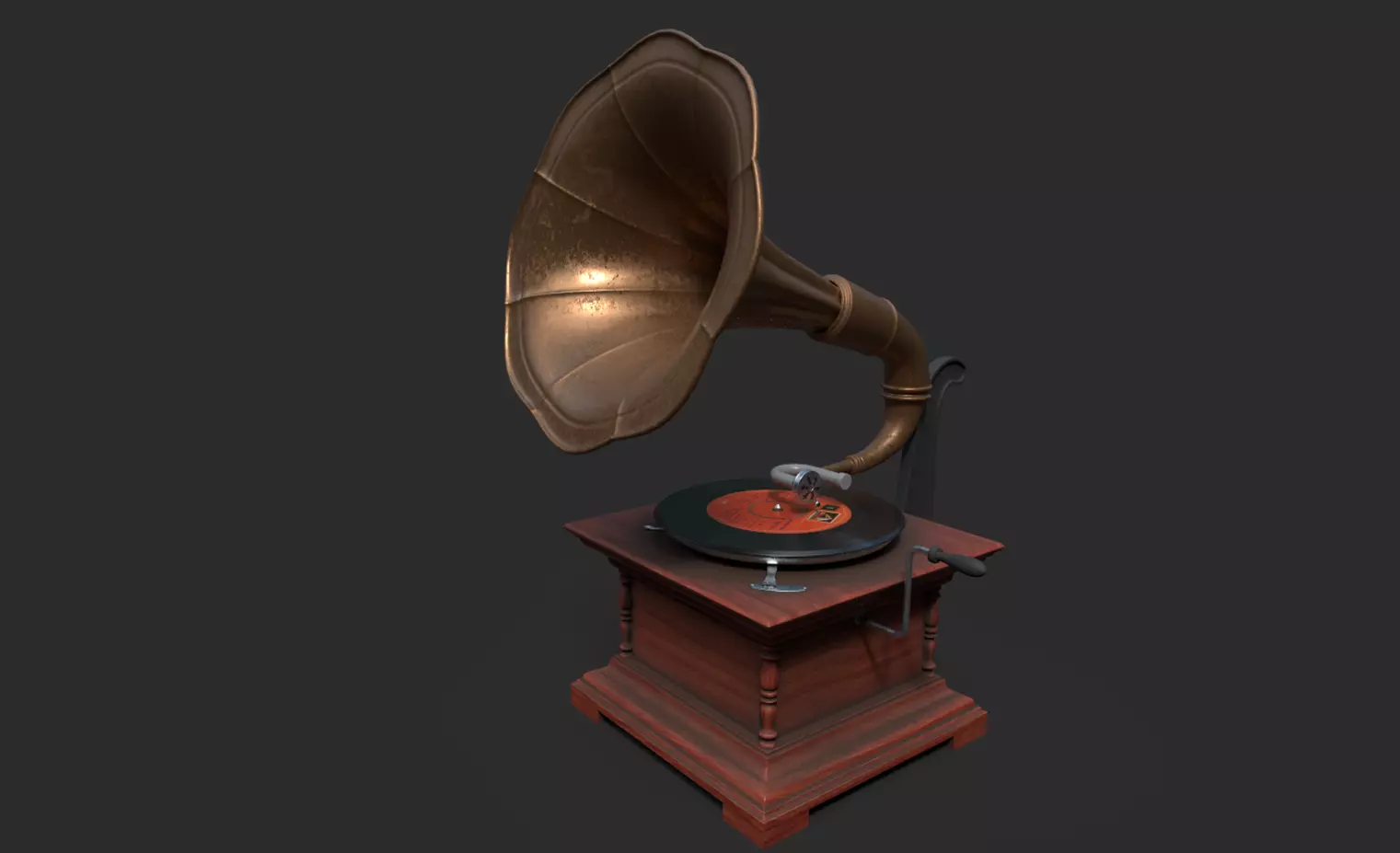 Gramophone Low-poly 3D model_0