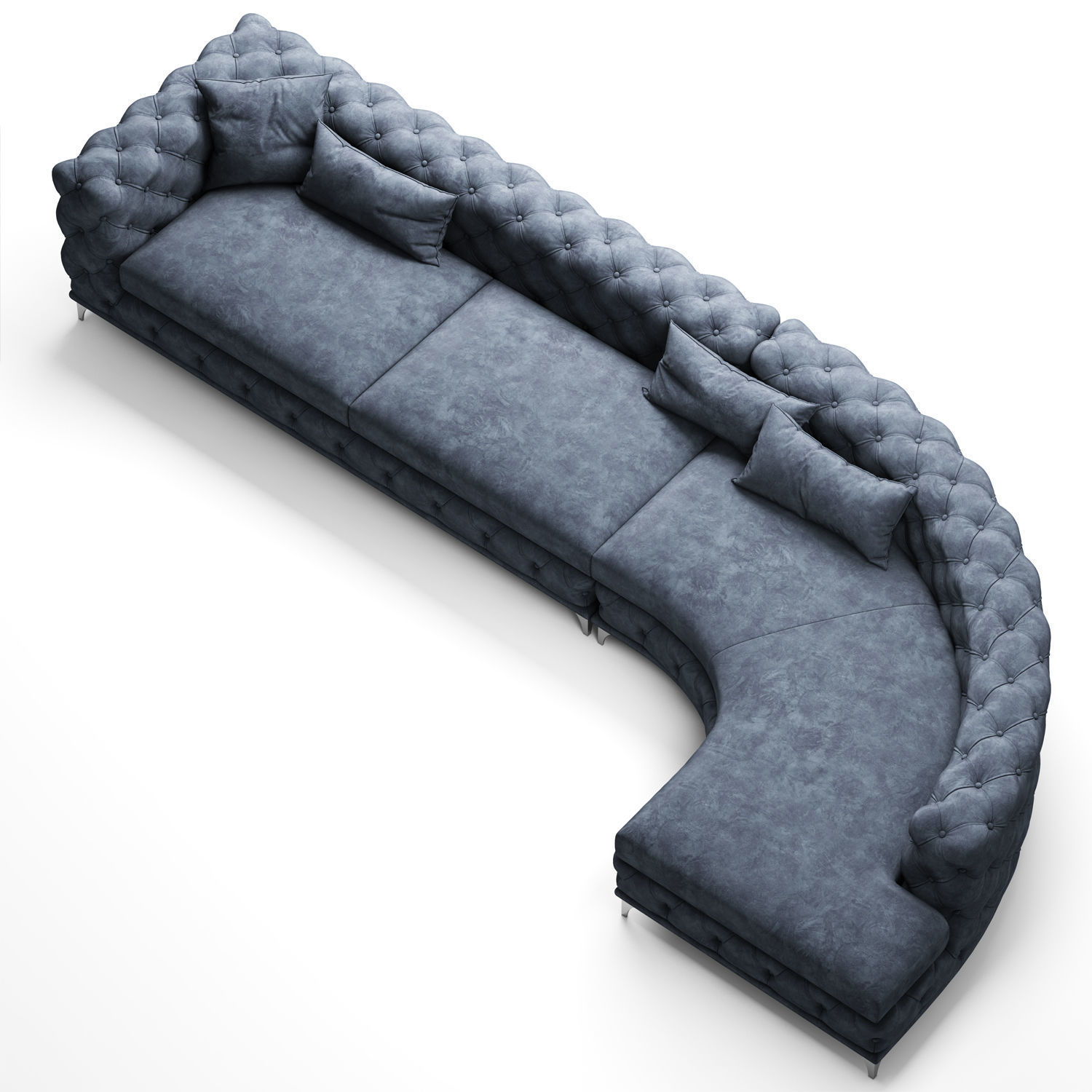 Upholstered Velvet Chesterfield Sofa 3D model_1