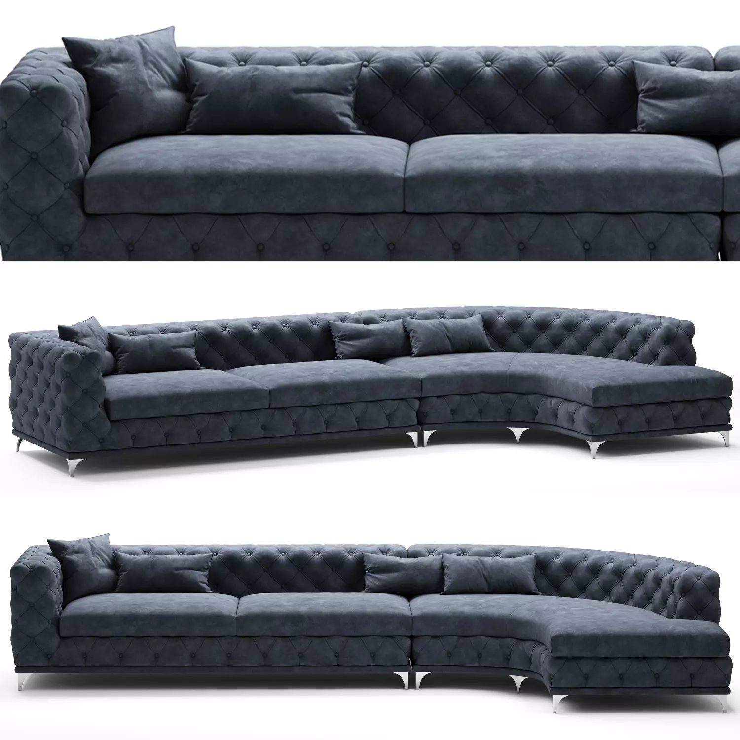 Upholstered Velvet Chesterfield Sofa 3D model_0