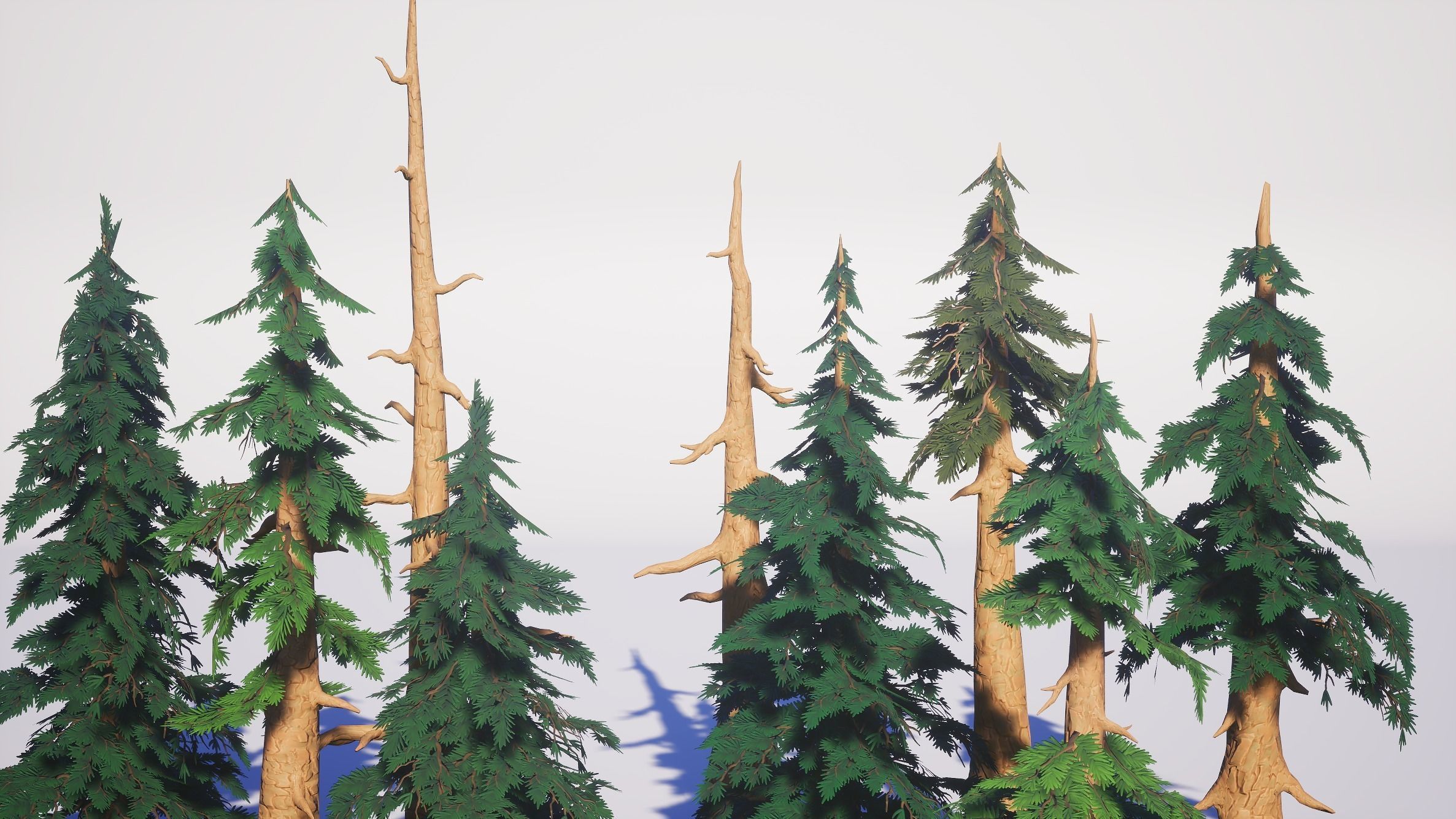 Simple Trees Pack Bundle Low-poly 3D model_16