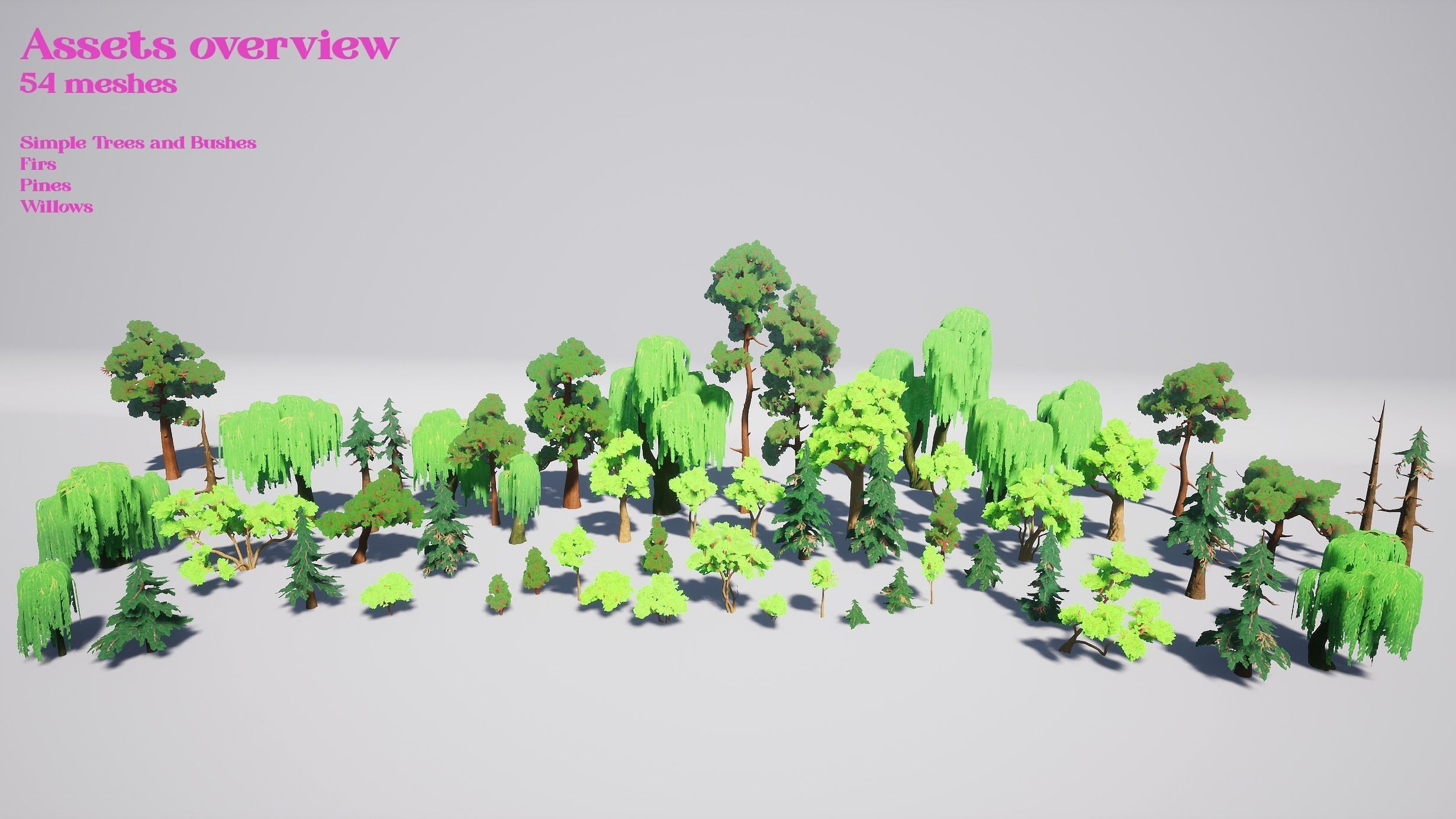 Simple Trees Pack Bundle Low-poly 3D model_50
