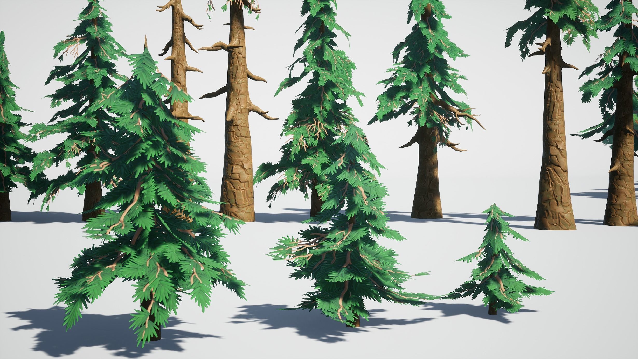 Simple Trees Pack Bundle Low-poly 3D model_14