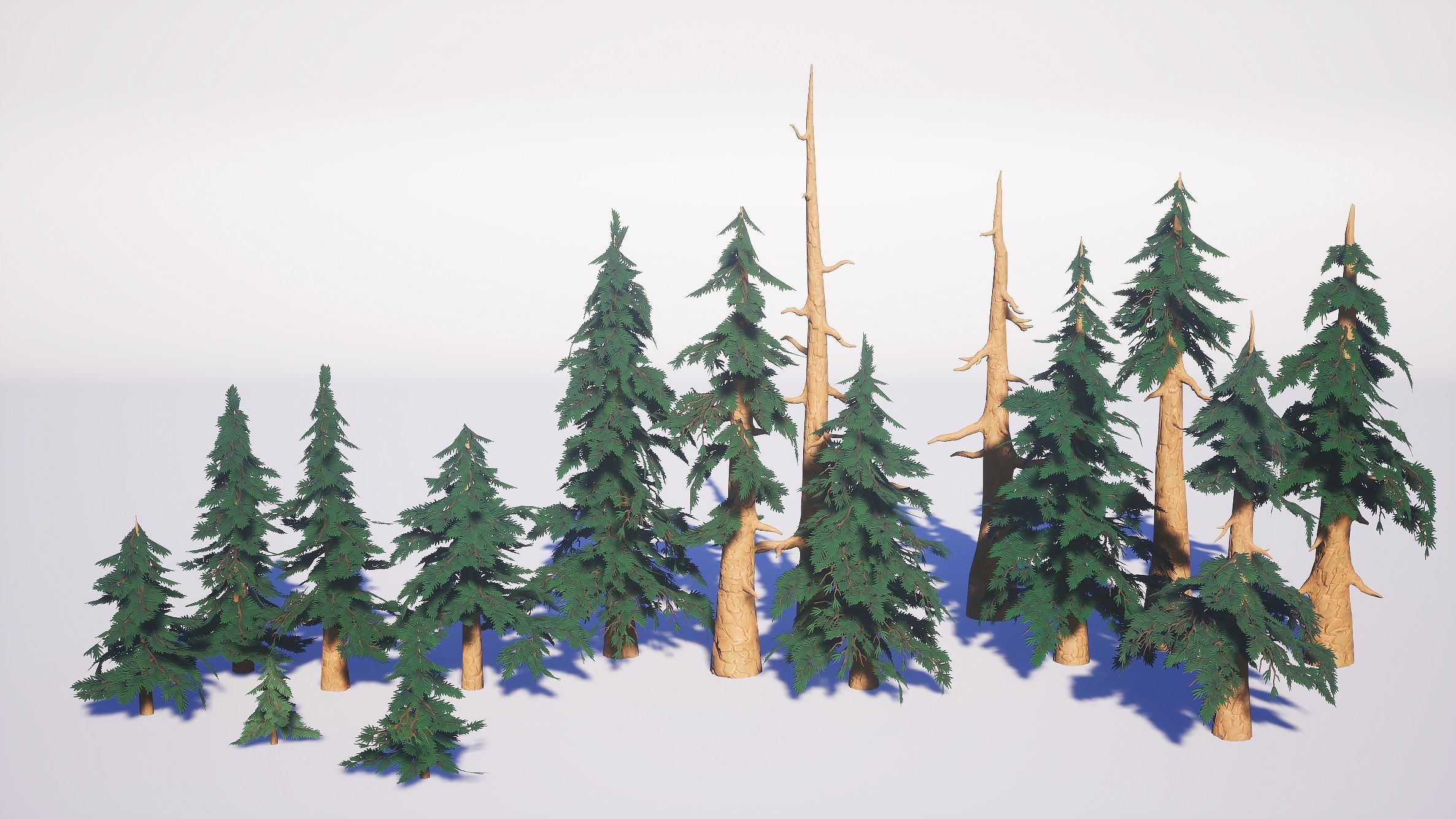 Simple Trees Pack Bundle Low-poly 3D model_10