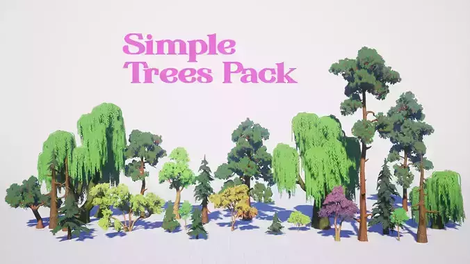 Simple Trees Pack Bundle Low-poly 3D model