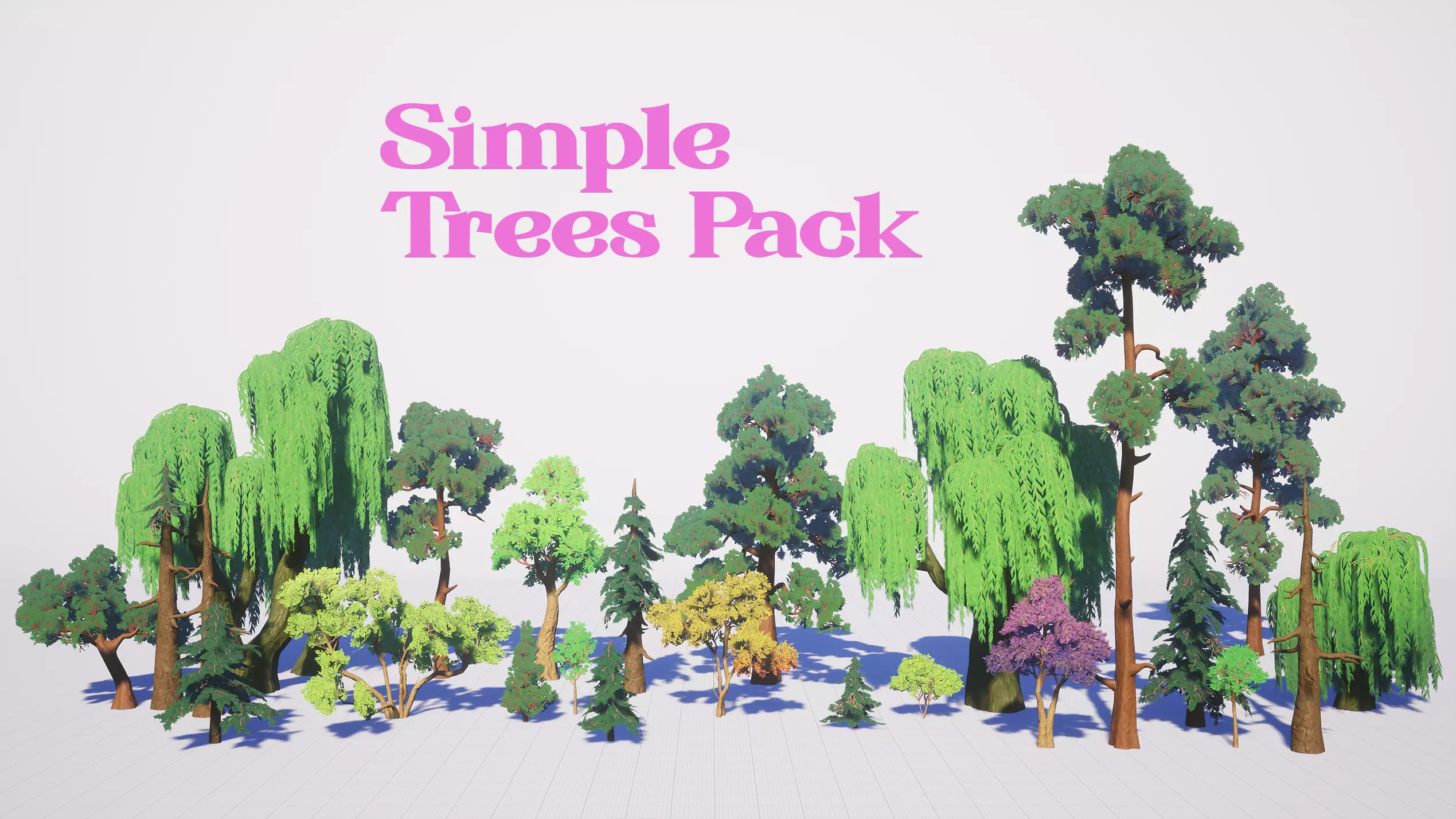 Simple Trees Pack Bundle Low-poly 3D model_0