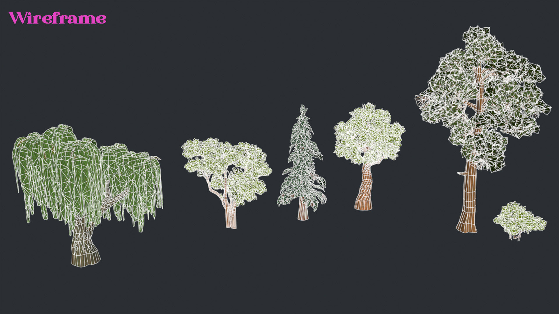 Simple Trees Pack Bundle Low-poly 3D model_48