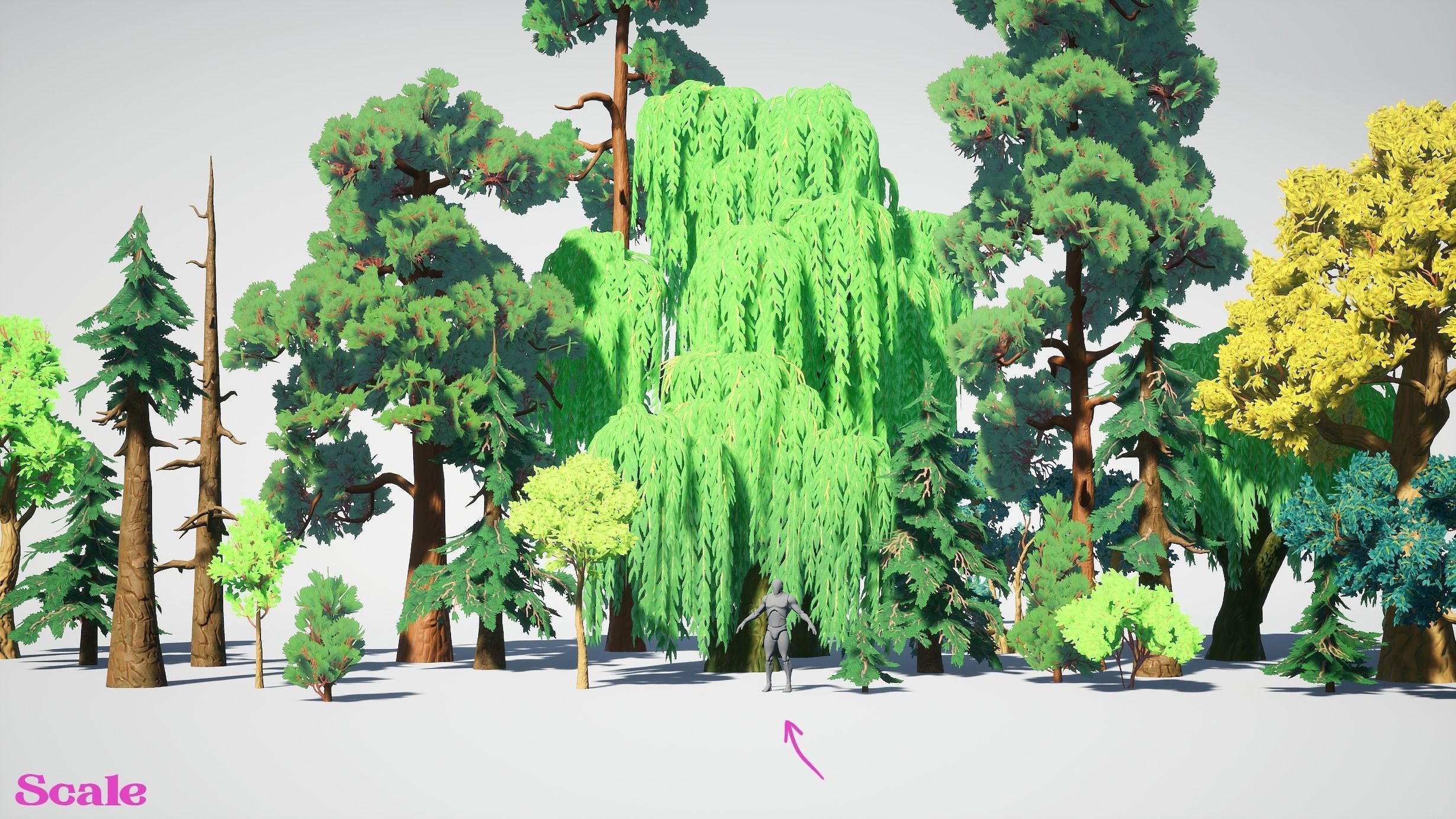 Simple Trees Pack Bundle Low-poly 3D model_2