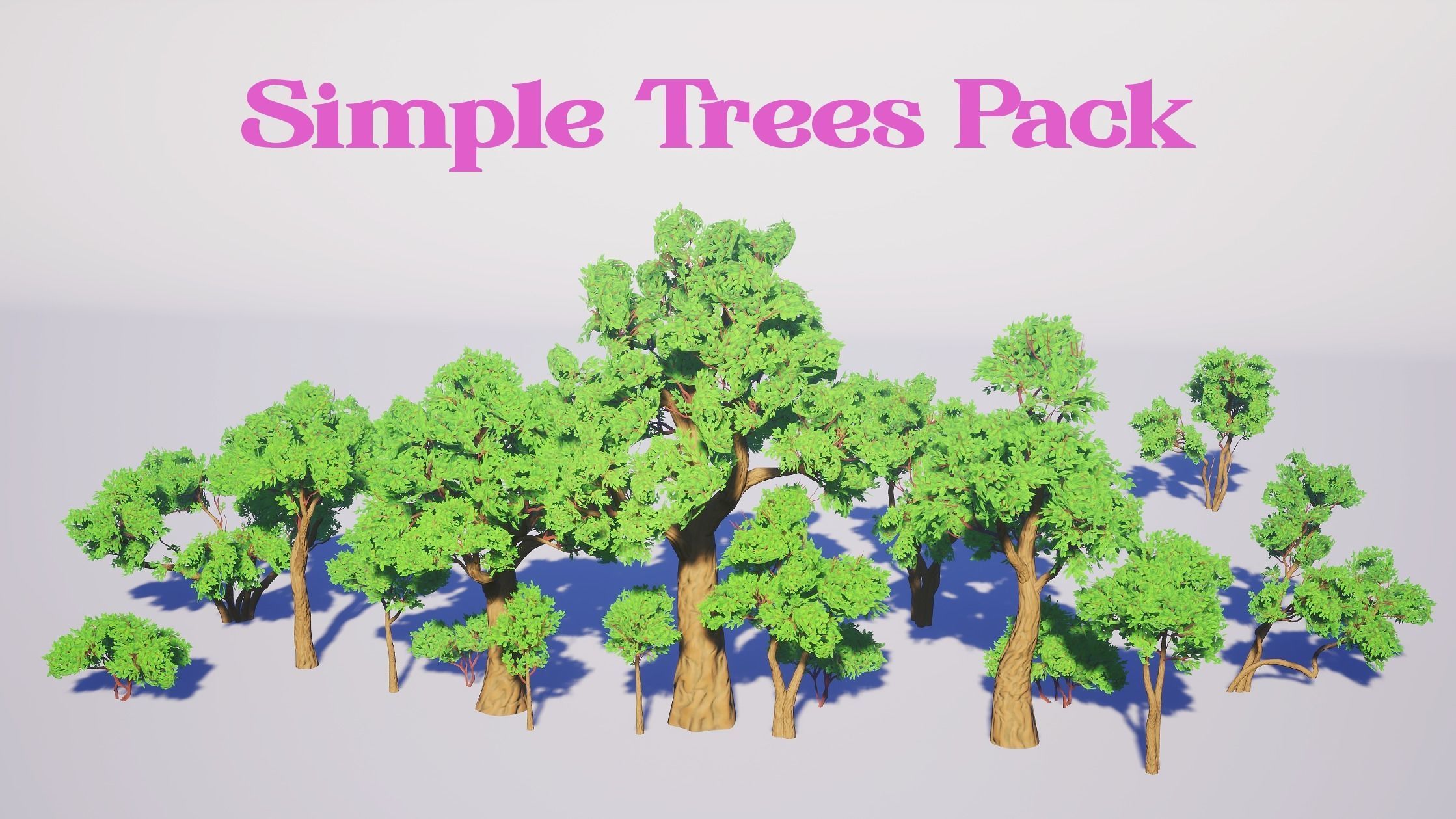 Simple Trees Pack Bundle Low-poly 3D model_26