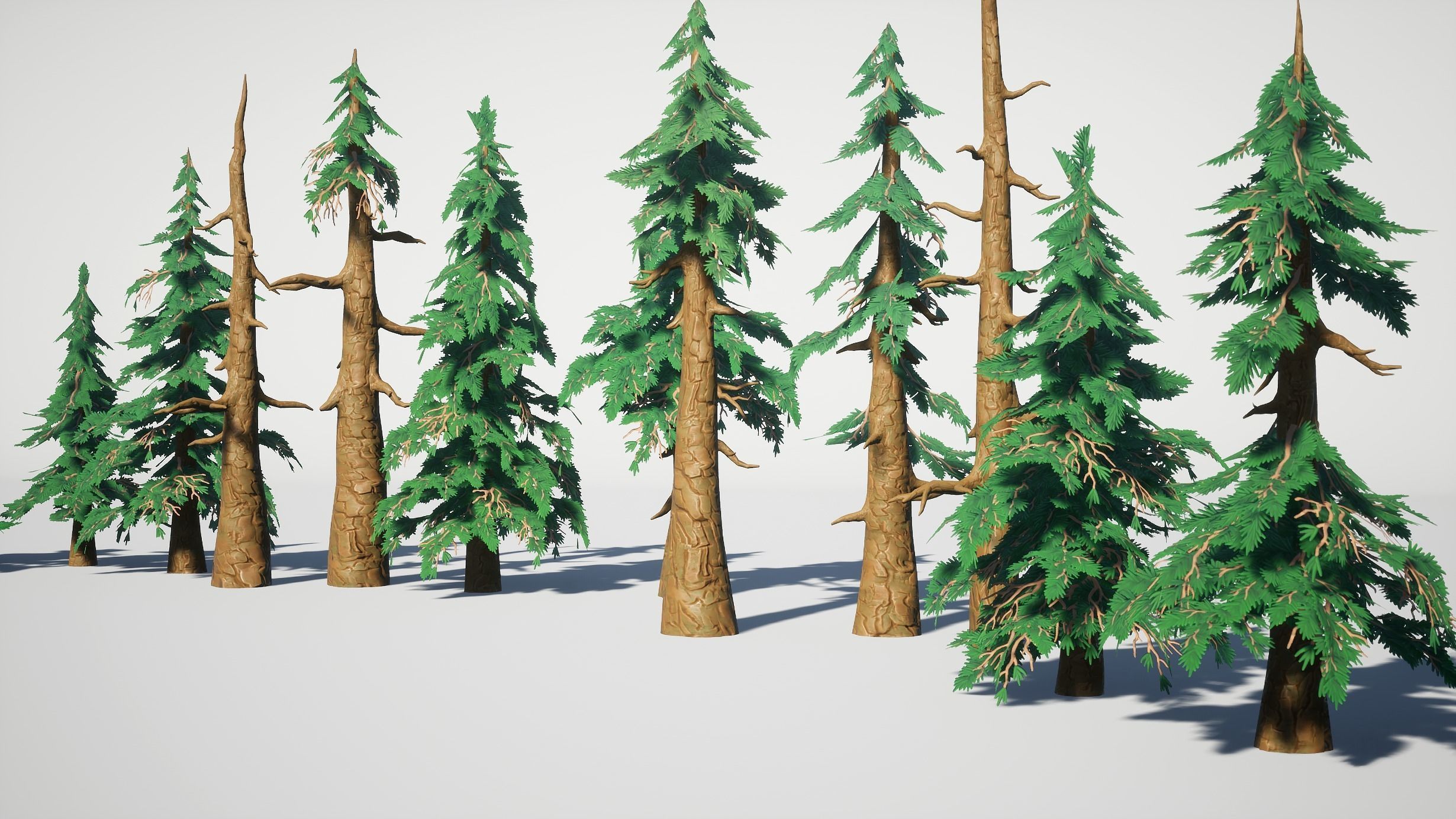 Simple Trees Pack Bundle Low-poly 3D model_15
