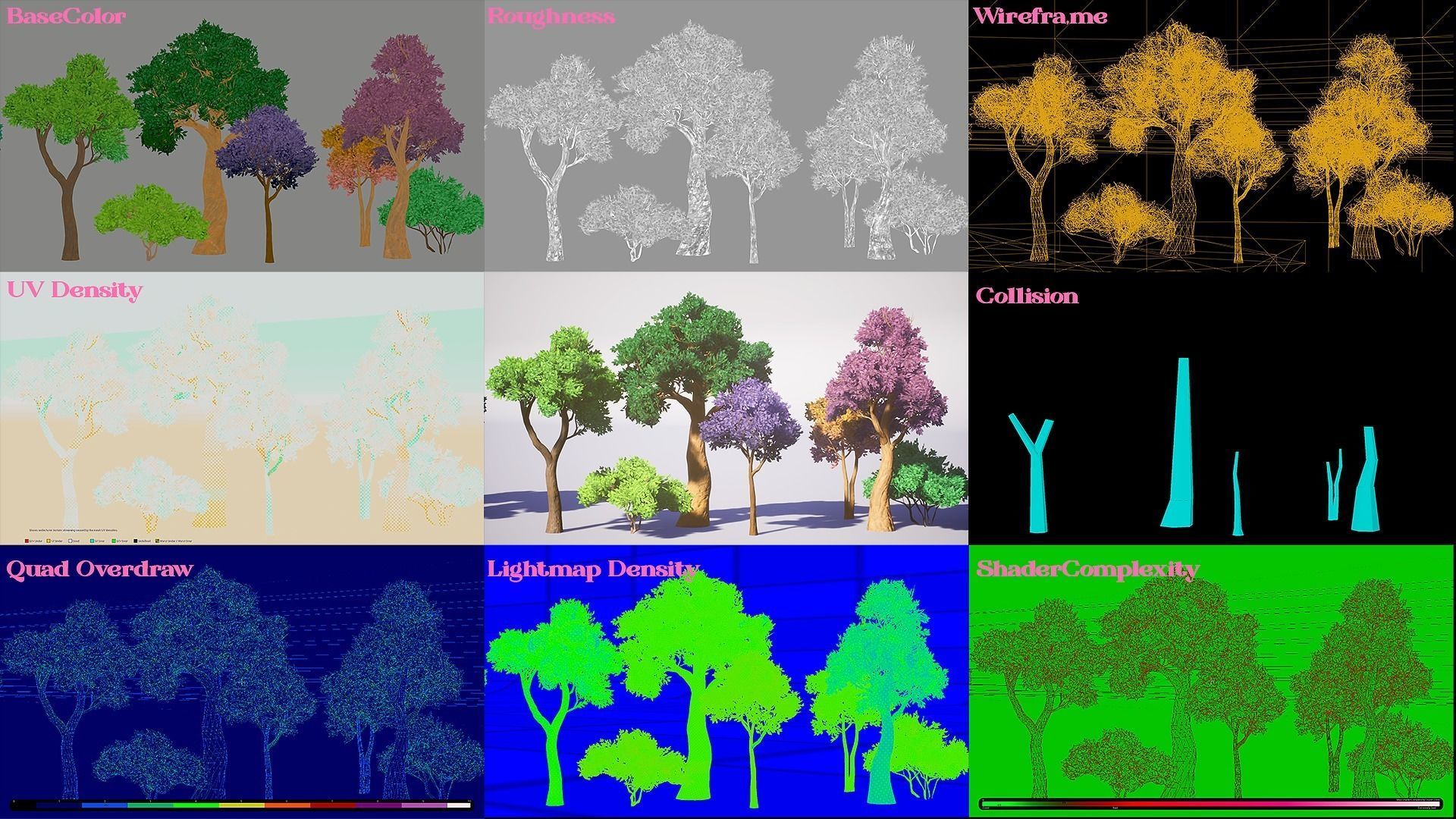 Simple Trees Pack Bundle Low-poly 3D model_49