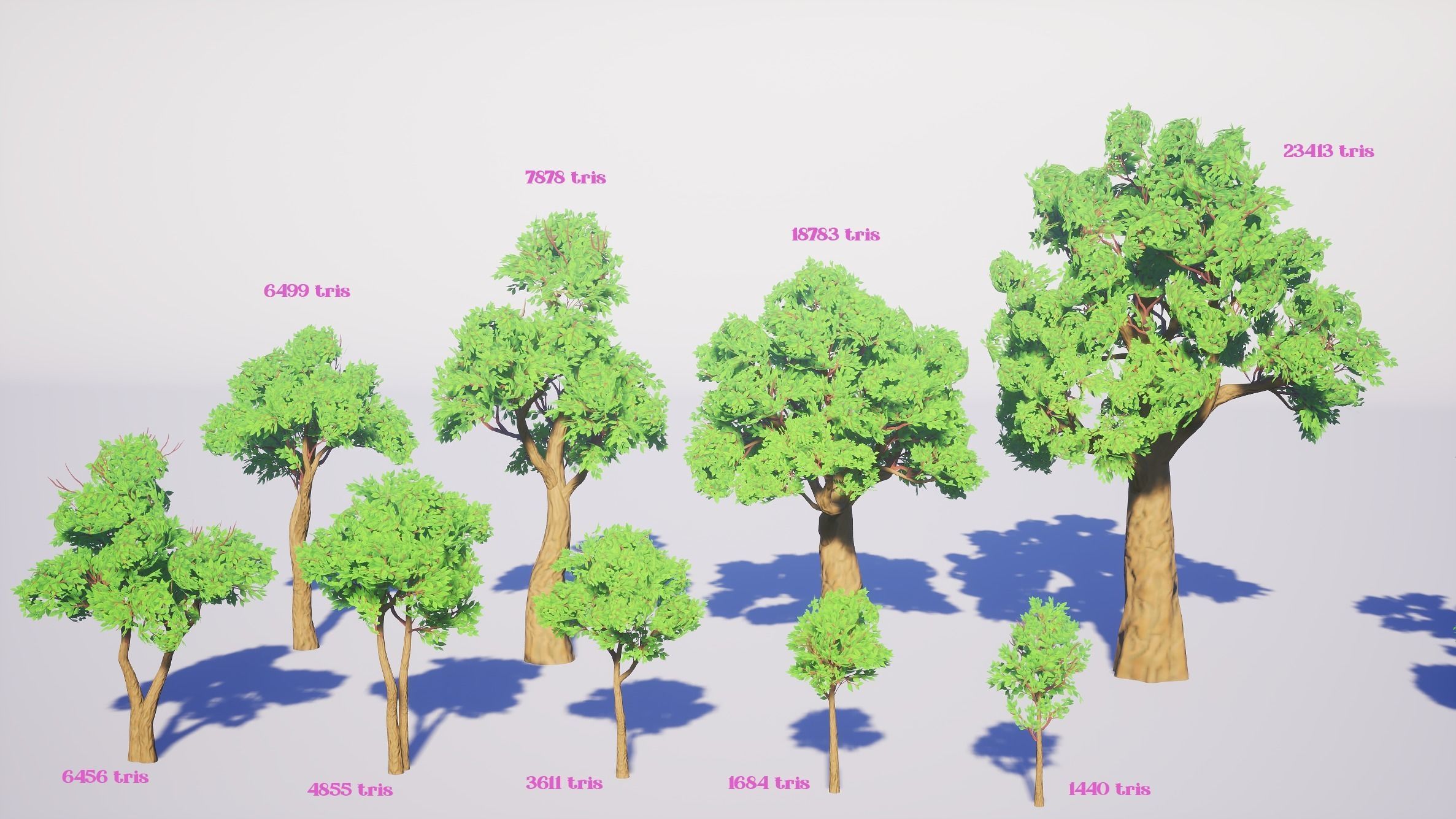 Simple Trees Pack Bundle Low-poly 3D model_4