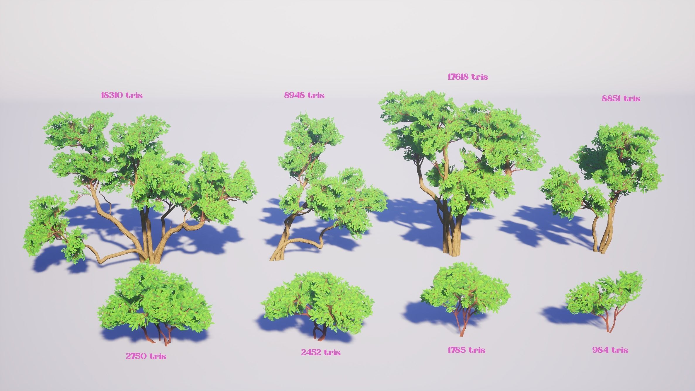 Simple Trees Pack Bundle Low-poly 3D model_5