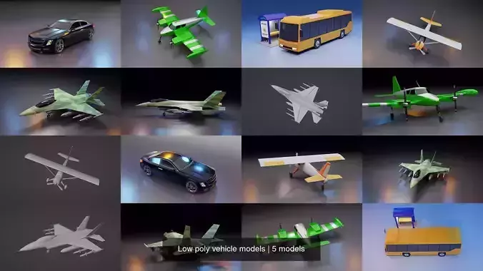 Low poly vehicle models 3D Model Collection