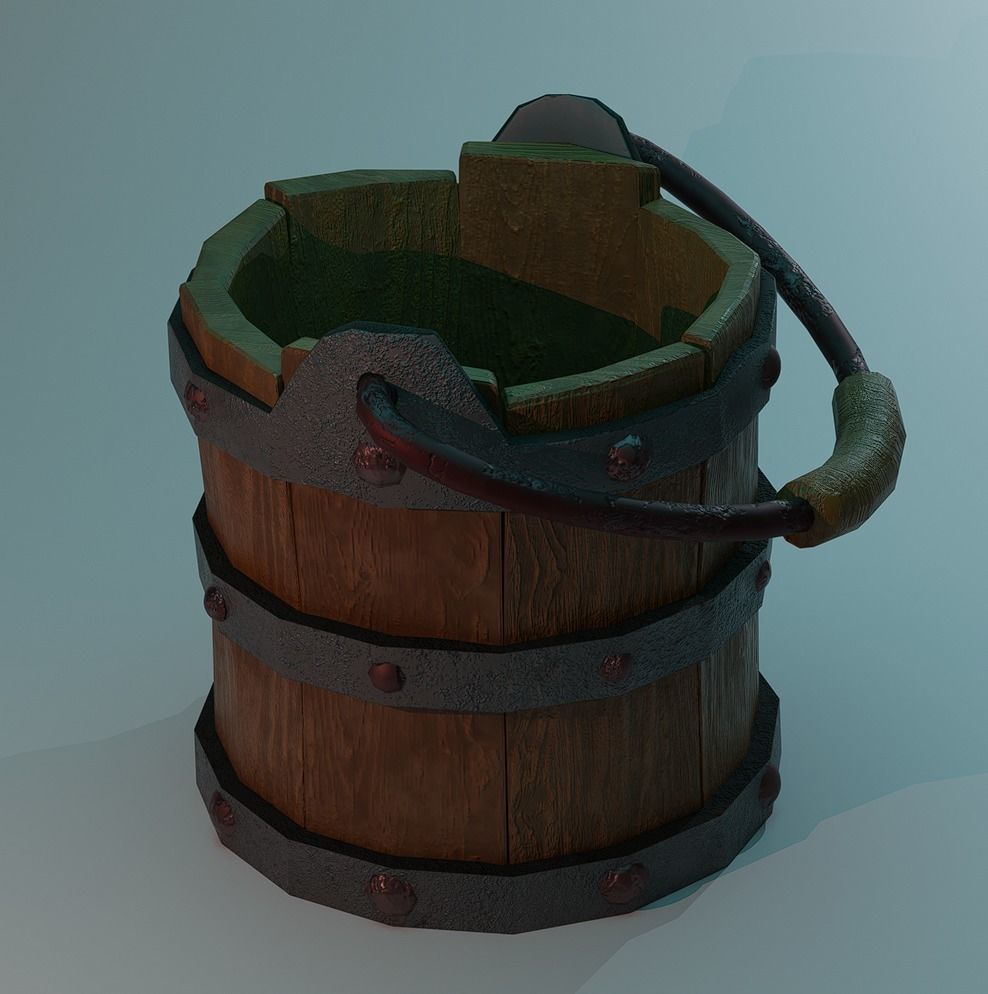 Bucket for bath Low-poly 3D model_11
