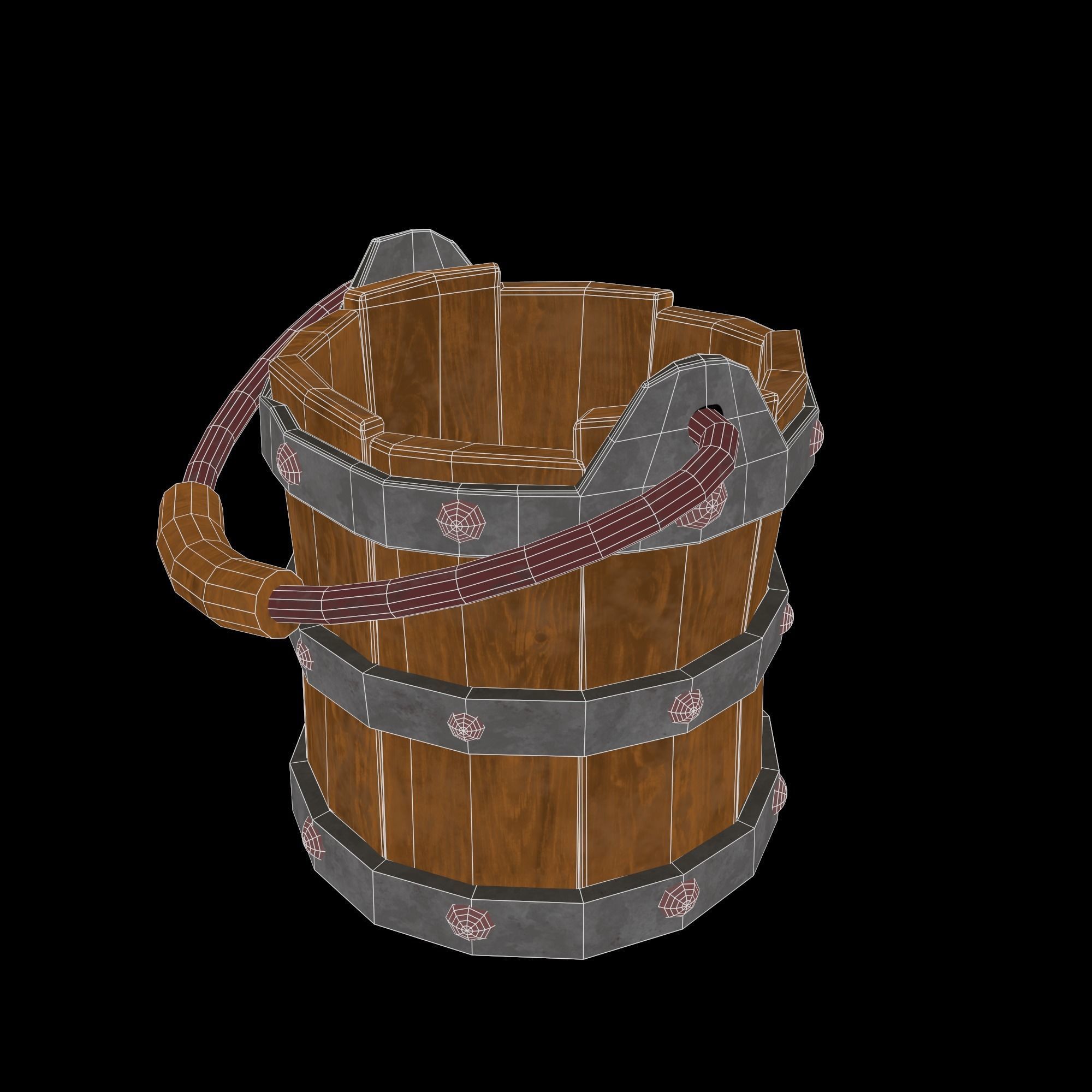 Bucket for bath Low-poly 3D model_9