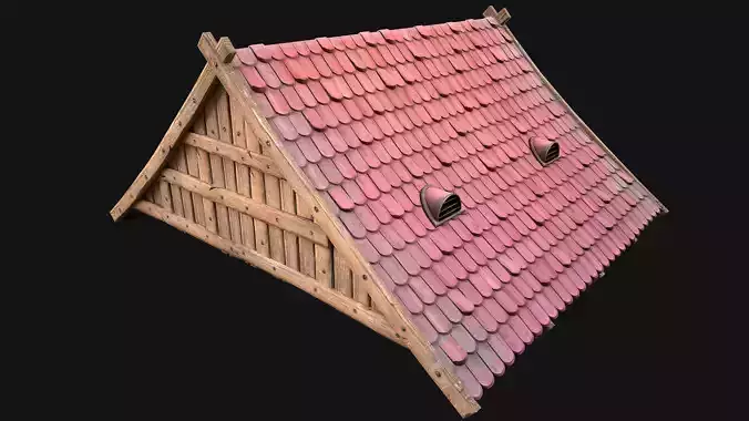 Medieval Tile Roof Modular Low-poly 3D model