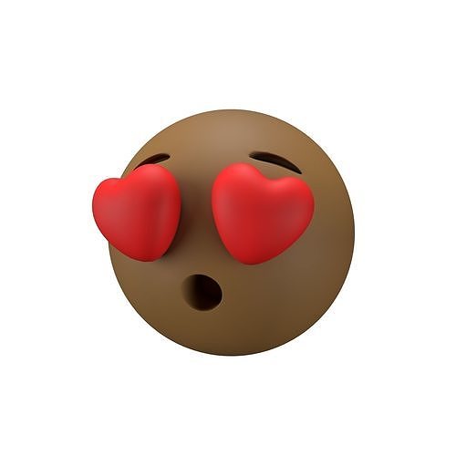 Hushed Face with Heart Eyes v1 002 Low-poly 3D model