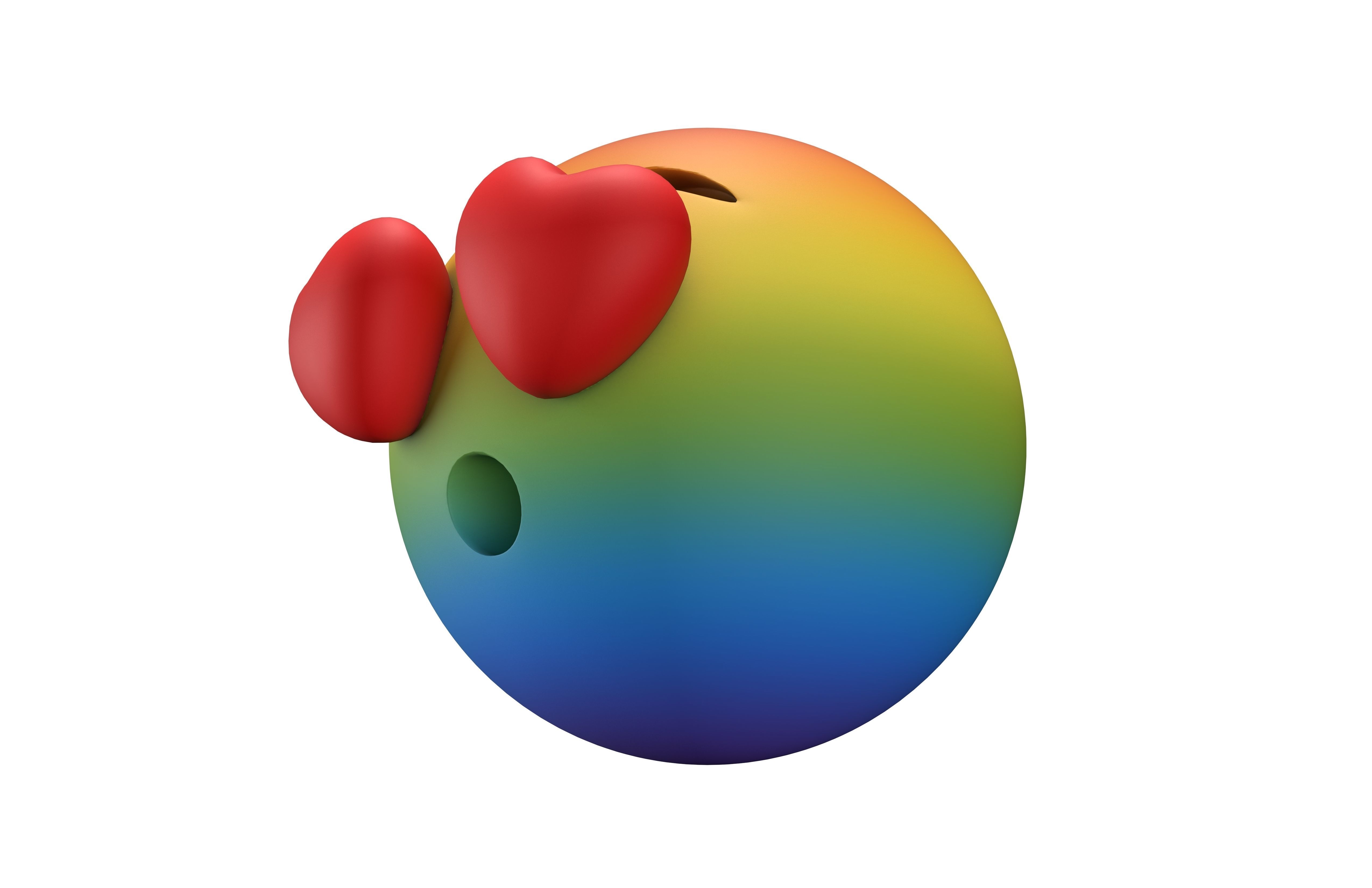 Hushed Face with Heart Eyes v1 004 Low-poly 3D model_3