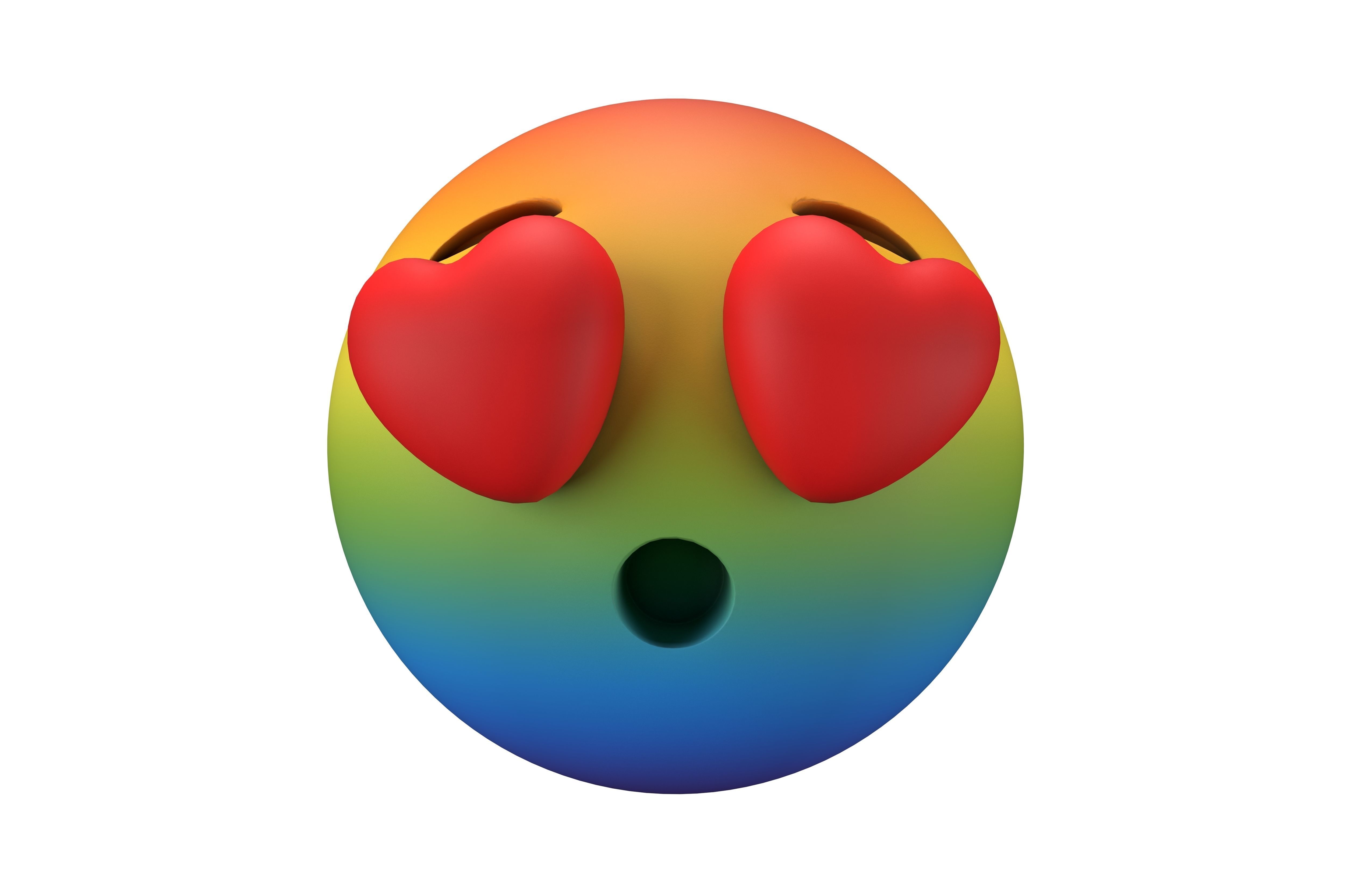 Hushed Face with Heart Eyes v1 004 Low-poly 3D model_1