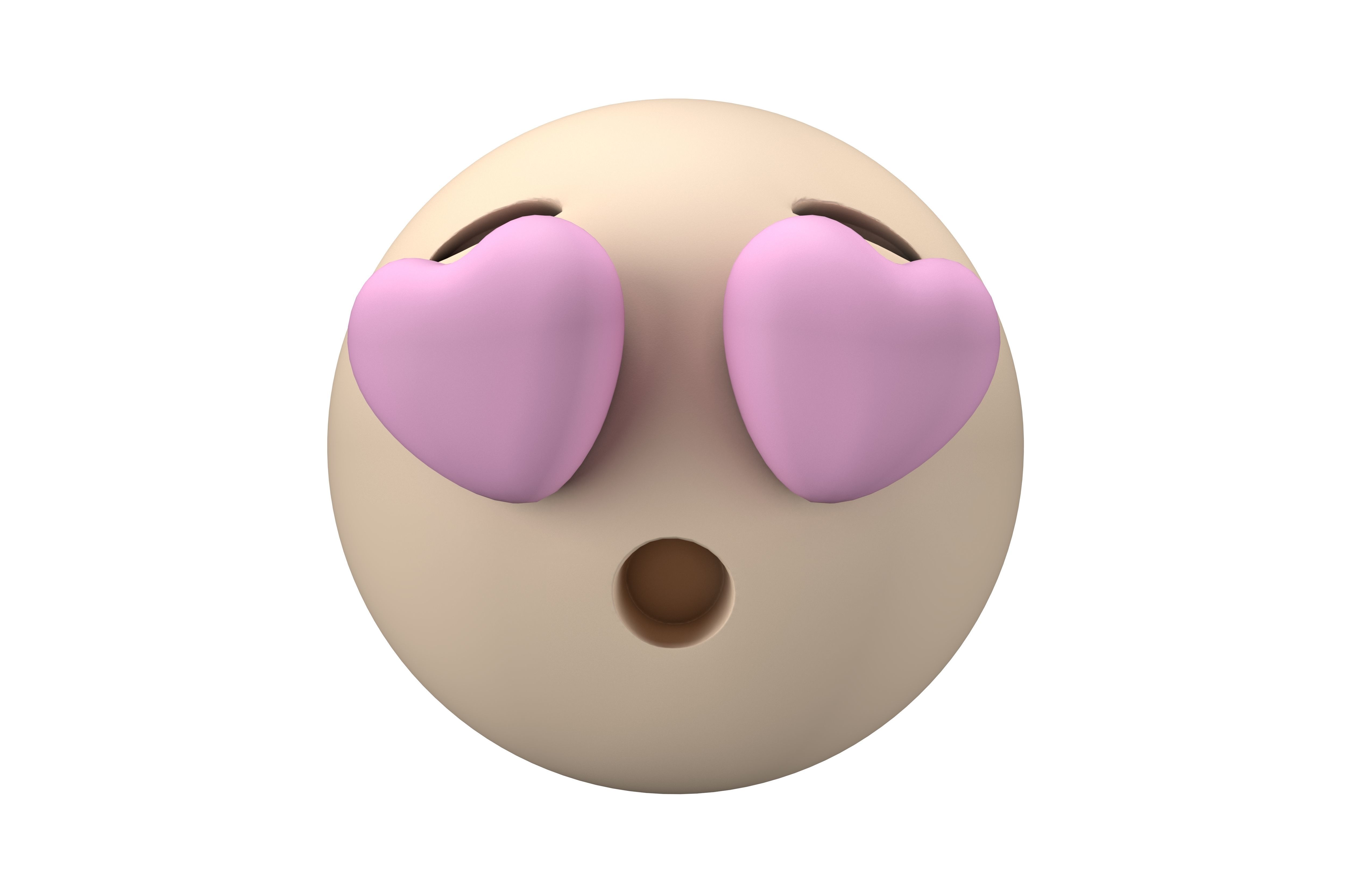 Hushed Face with Heart Eyes v1 006 Low-poly 3D model_1