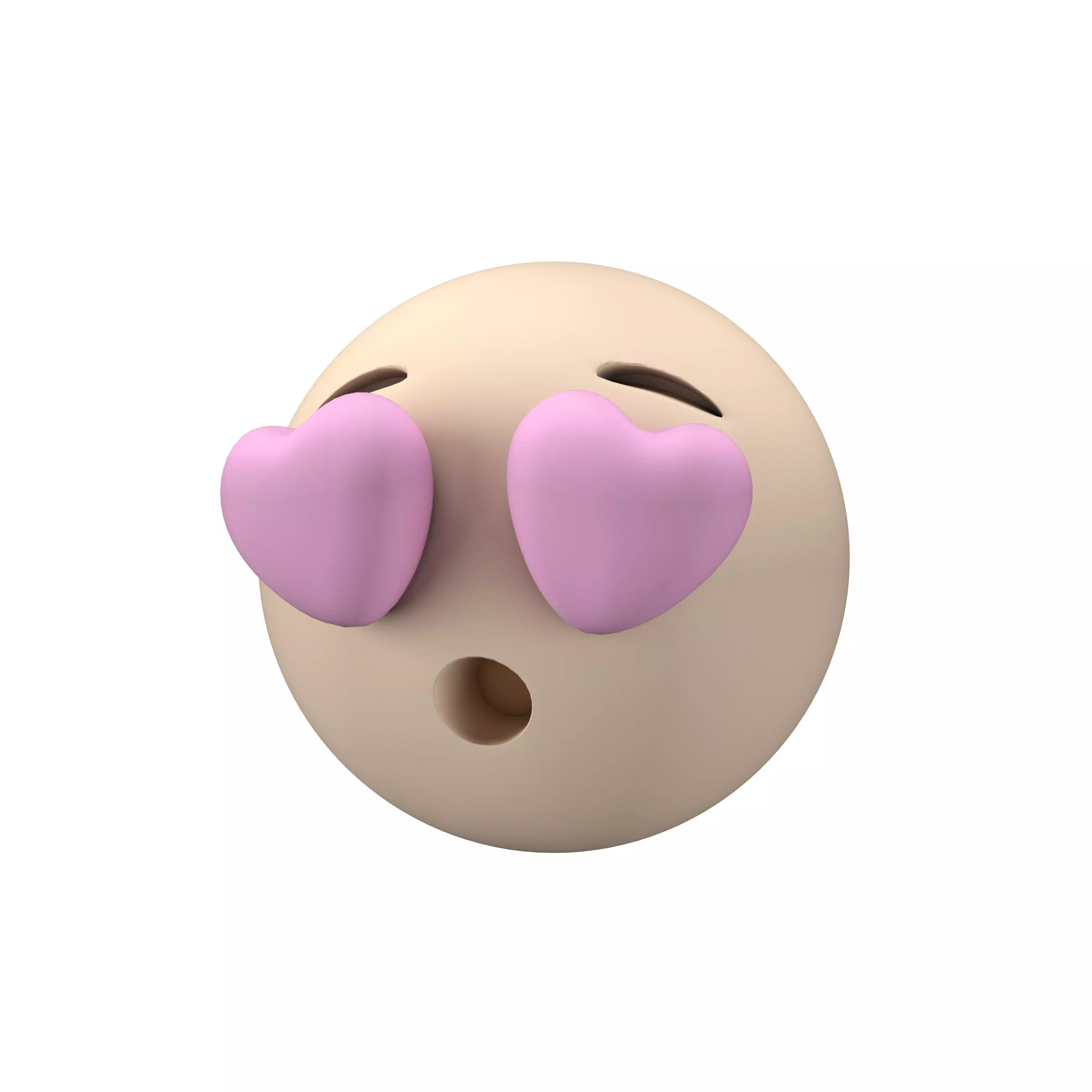 Hushed Face with Heart Eyes v1 006 Low-poly 3D model_0