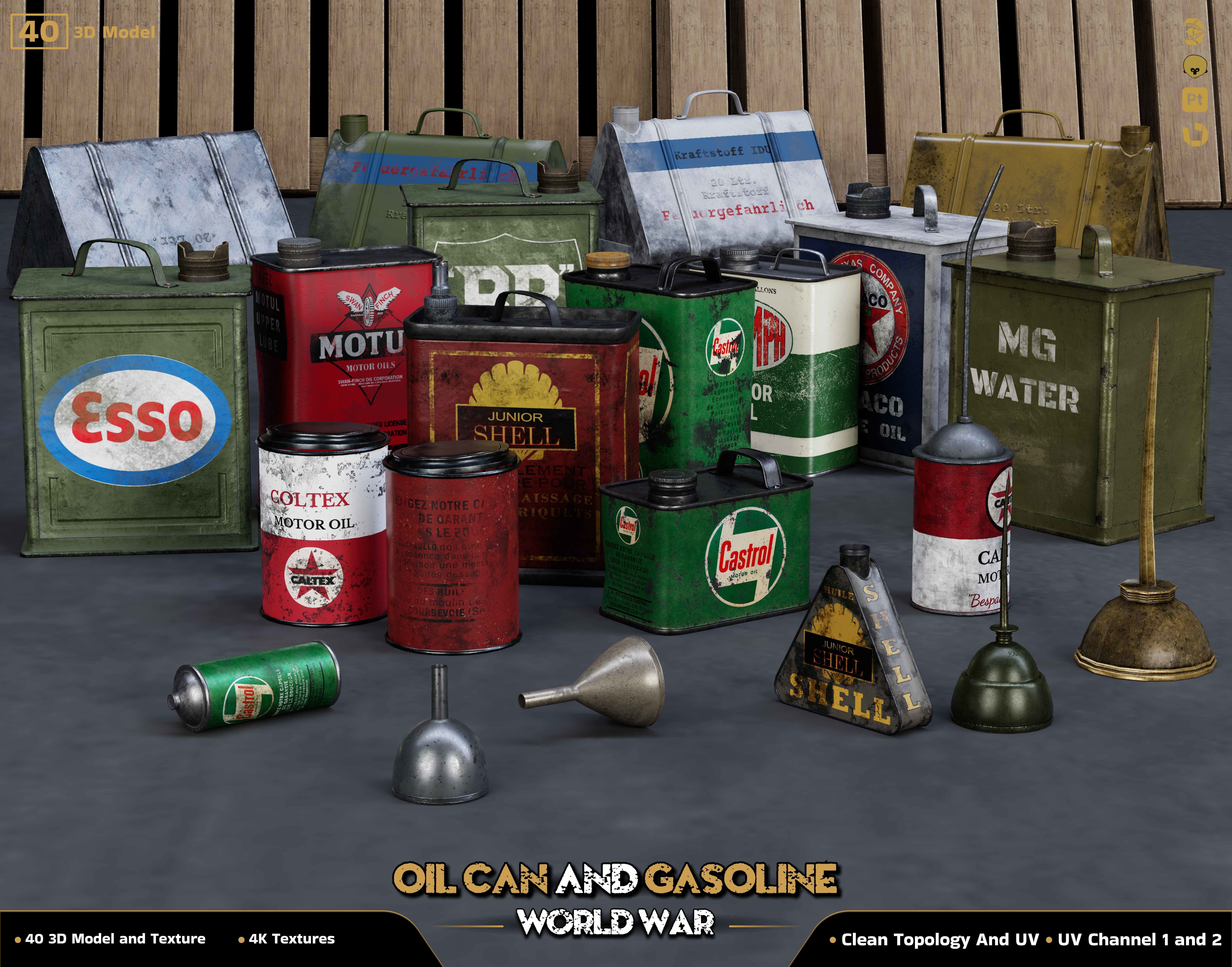 40-Oil Can and Gasoline Low-poly 3D model_2