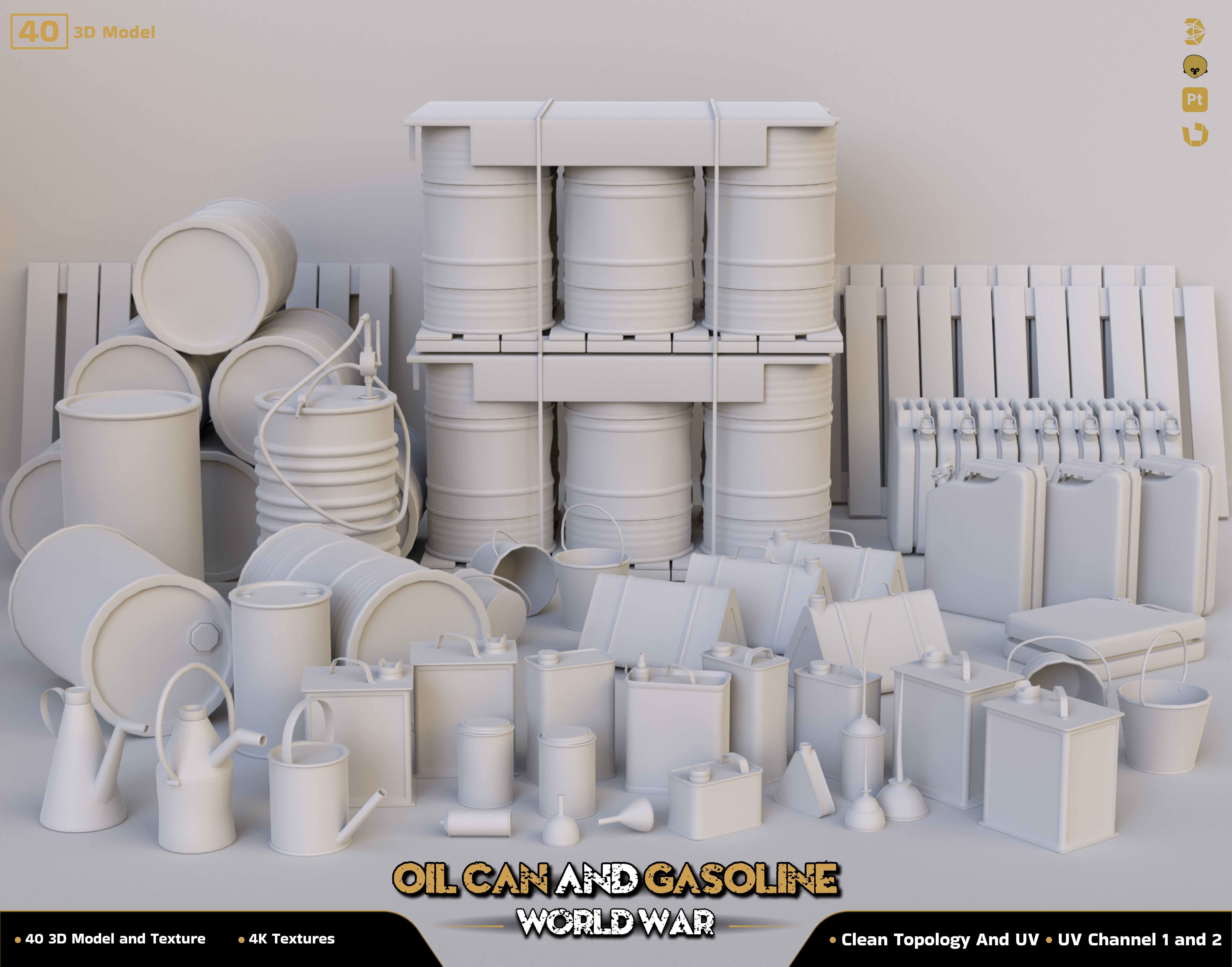 40-Oil Can and Gasoline Low-poly 3D model_6