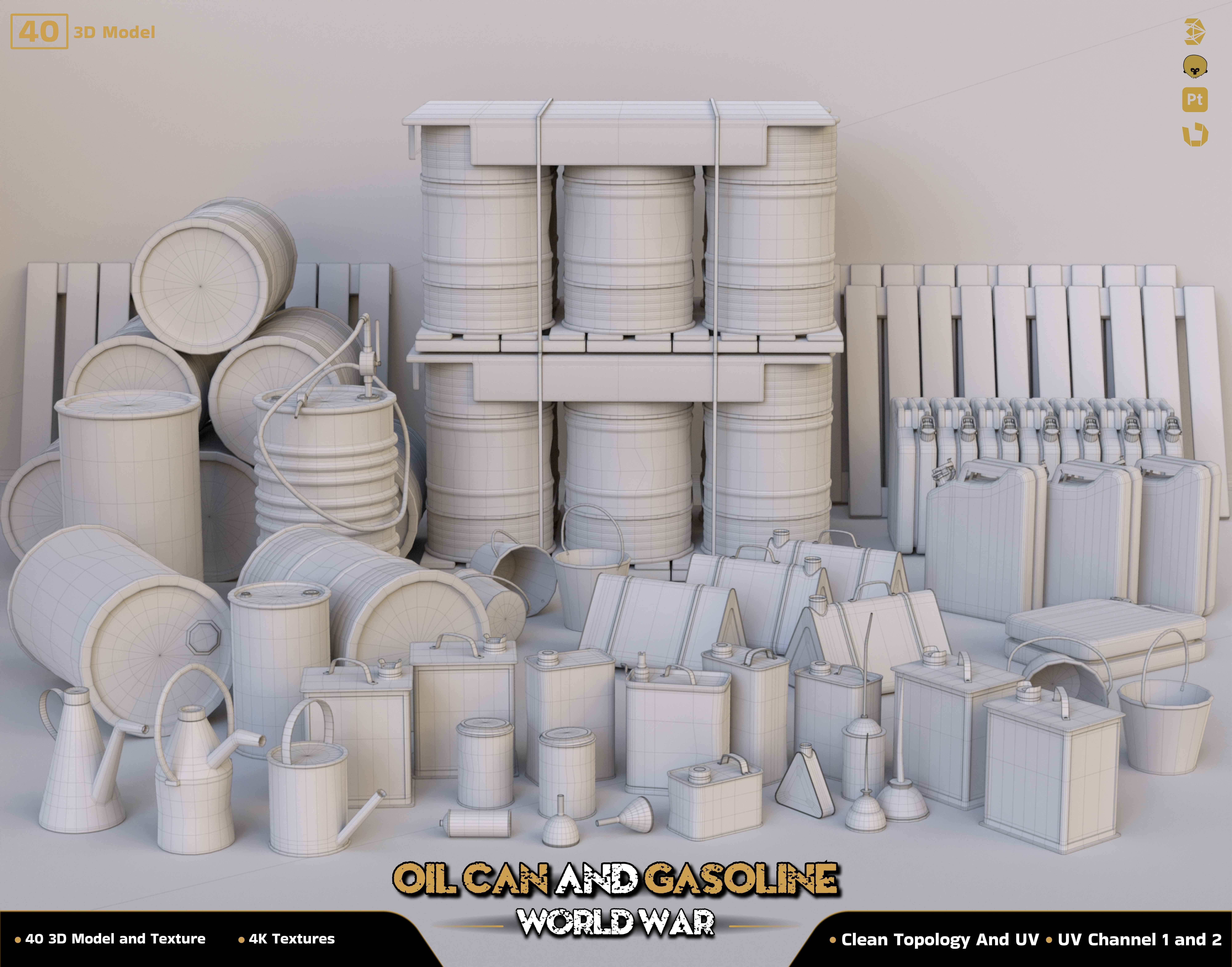 40-Oil Can and Gasoline Low-poly 3D model_4