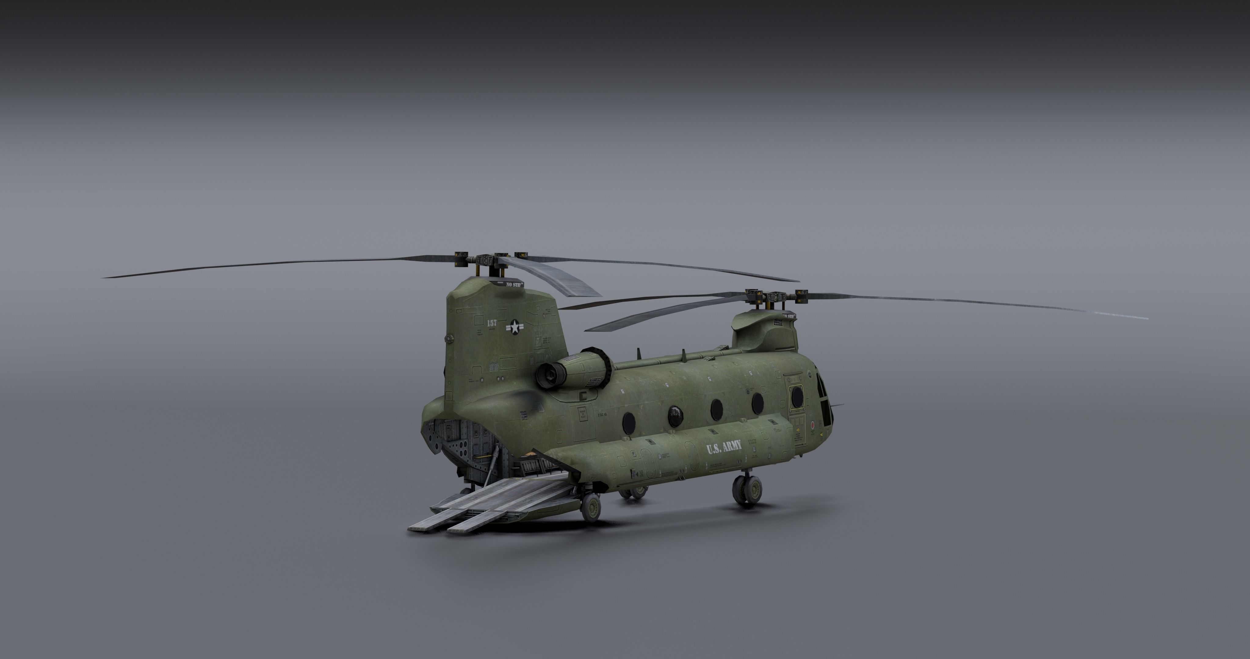 Chinook CH48 Low-poly 3D model_11