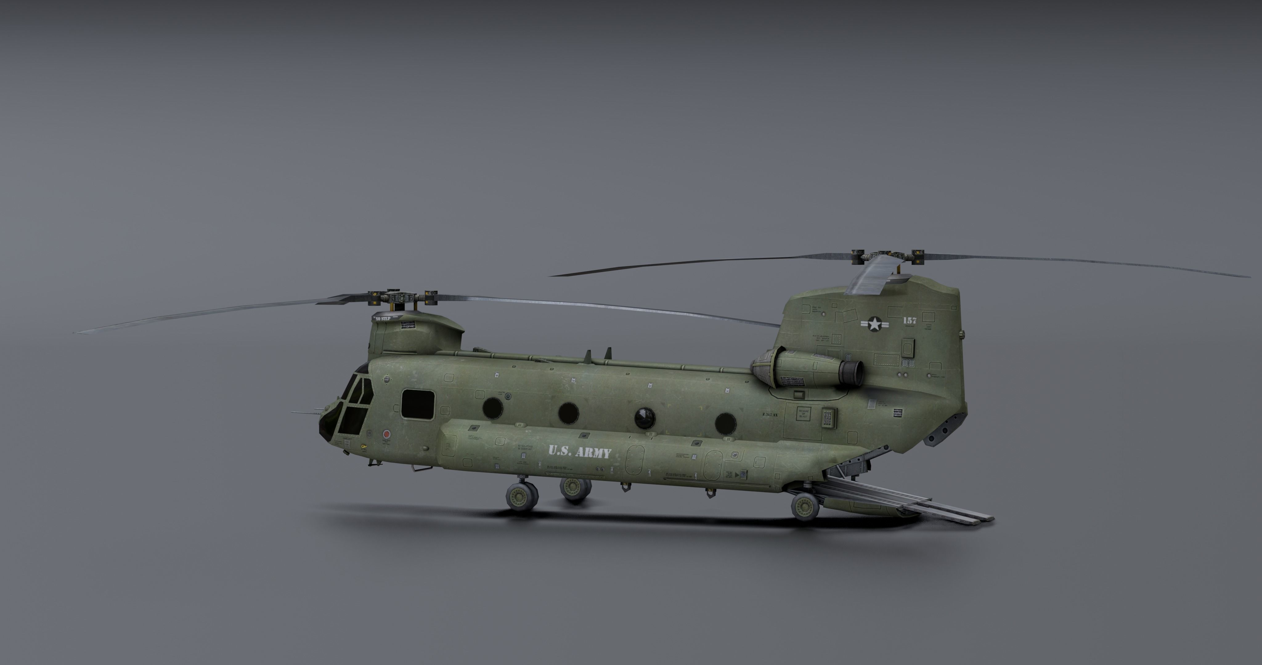 Chinook CH48 Low-poly 3D model_4