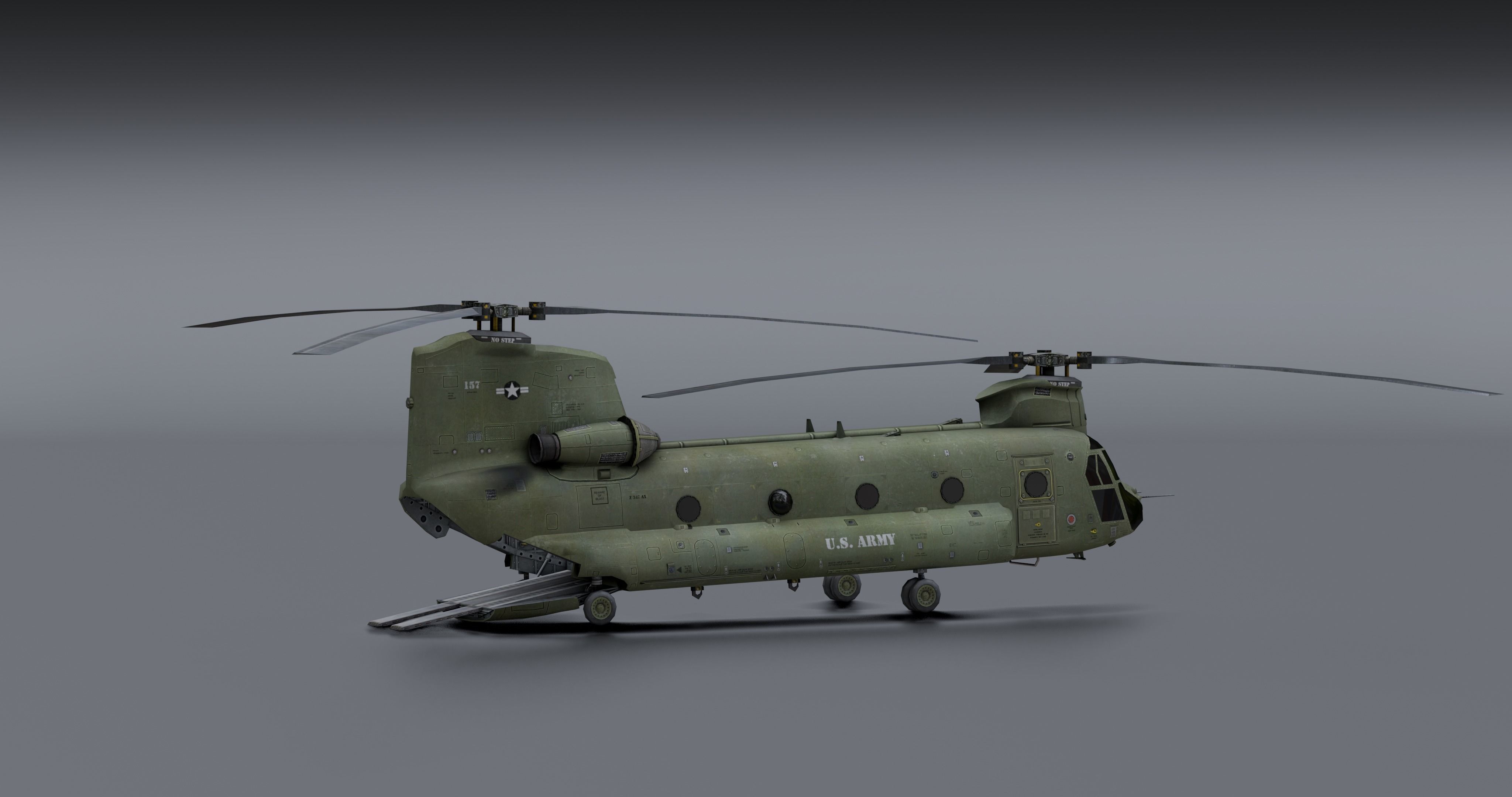 Chinook CH48 Low-poly 3D model_10