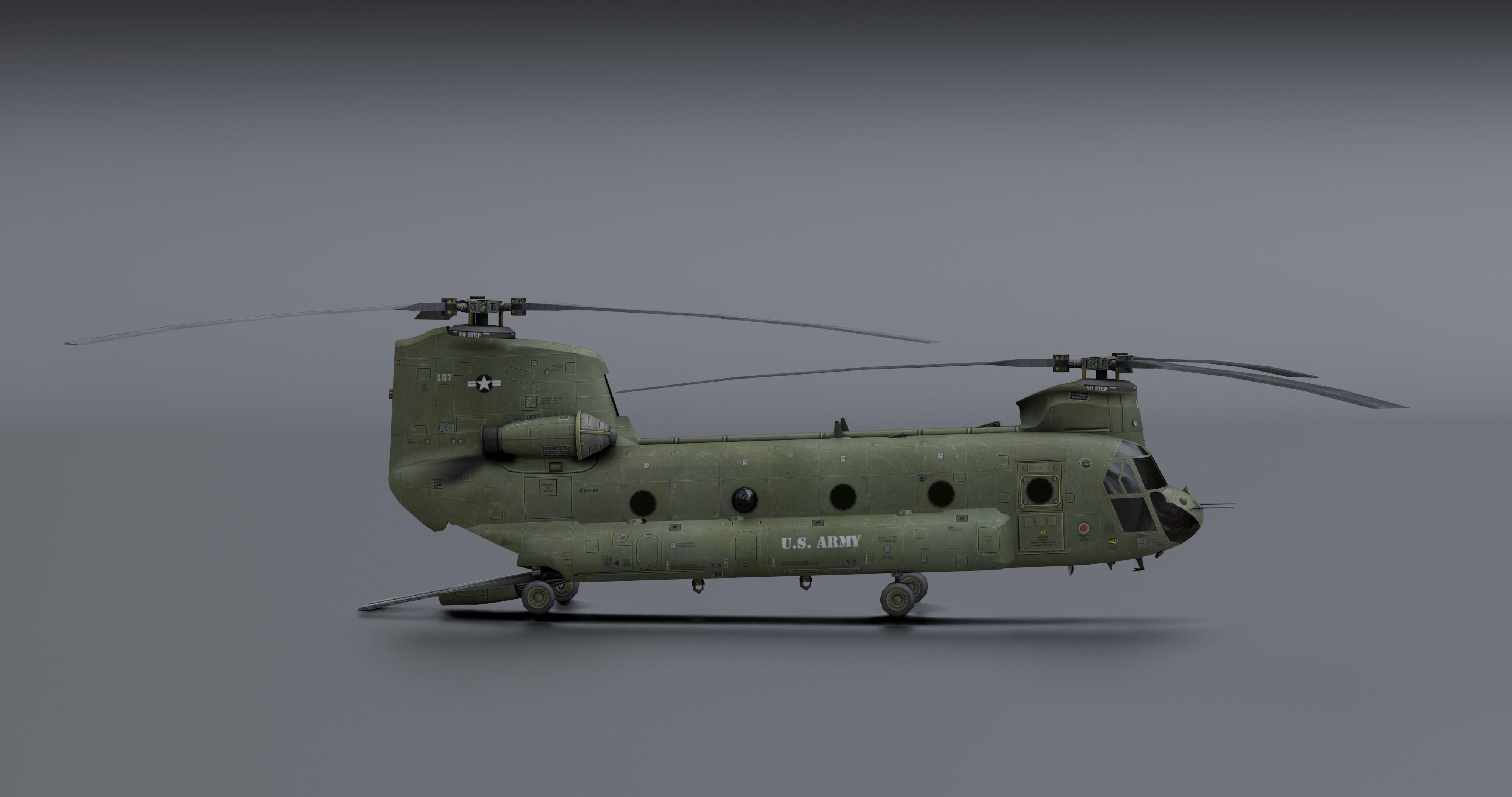 Chinook CH48 Low-poly 3D model_9