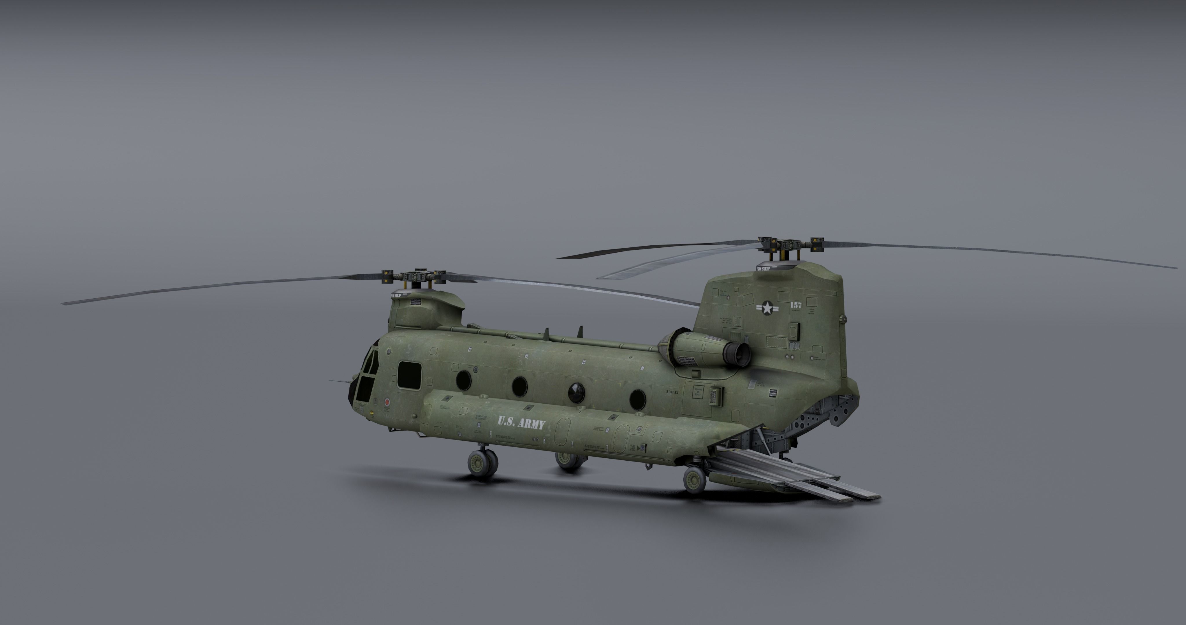 Chinook CH48 Low-poly 3D model_3