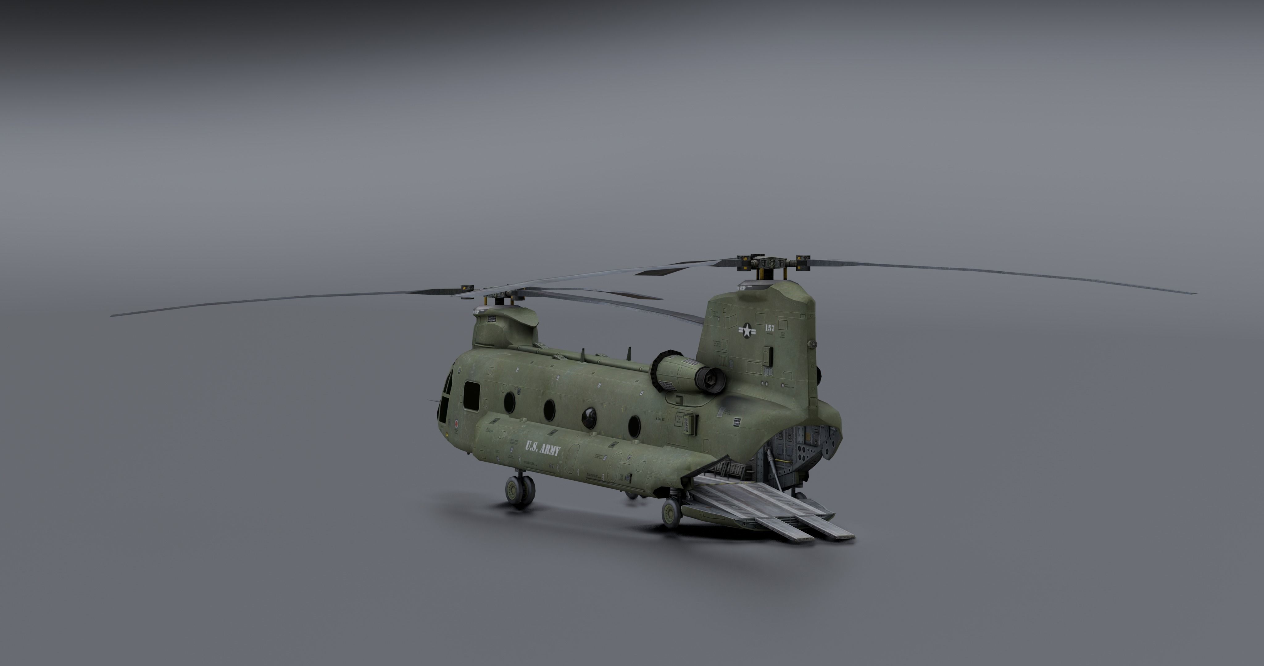 Chinook CH48 Low-poly 3D model_1