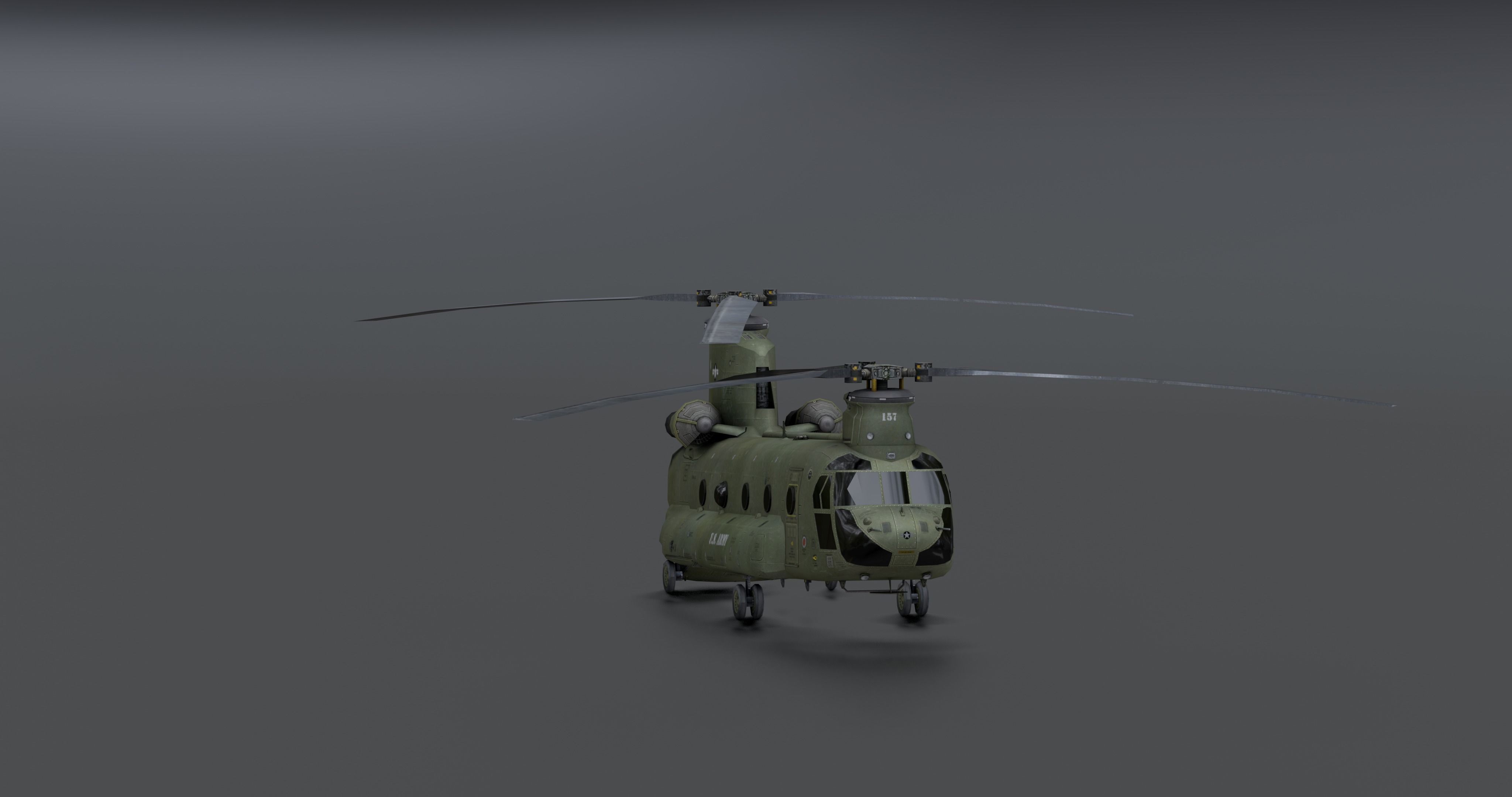 Chinook CH48 Low-poly 3D model_7