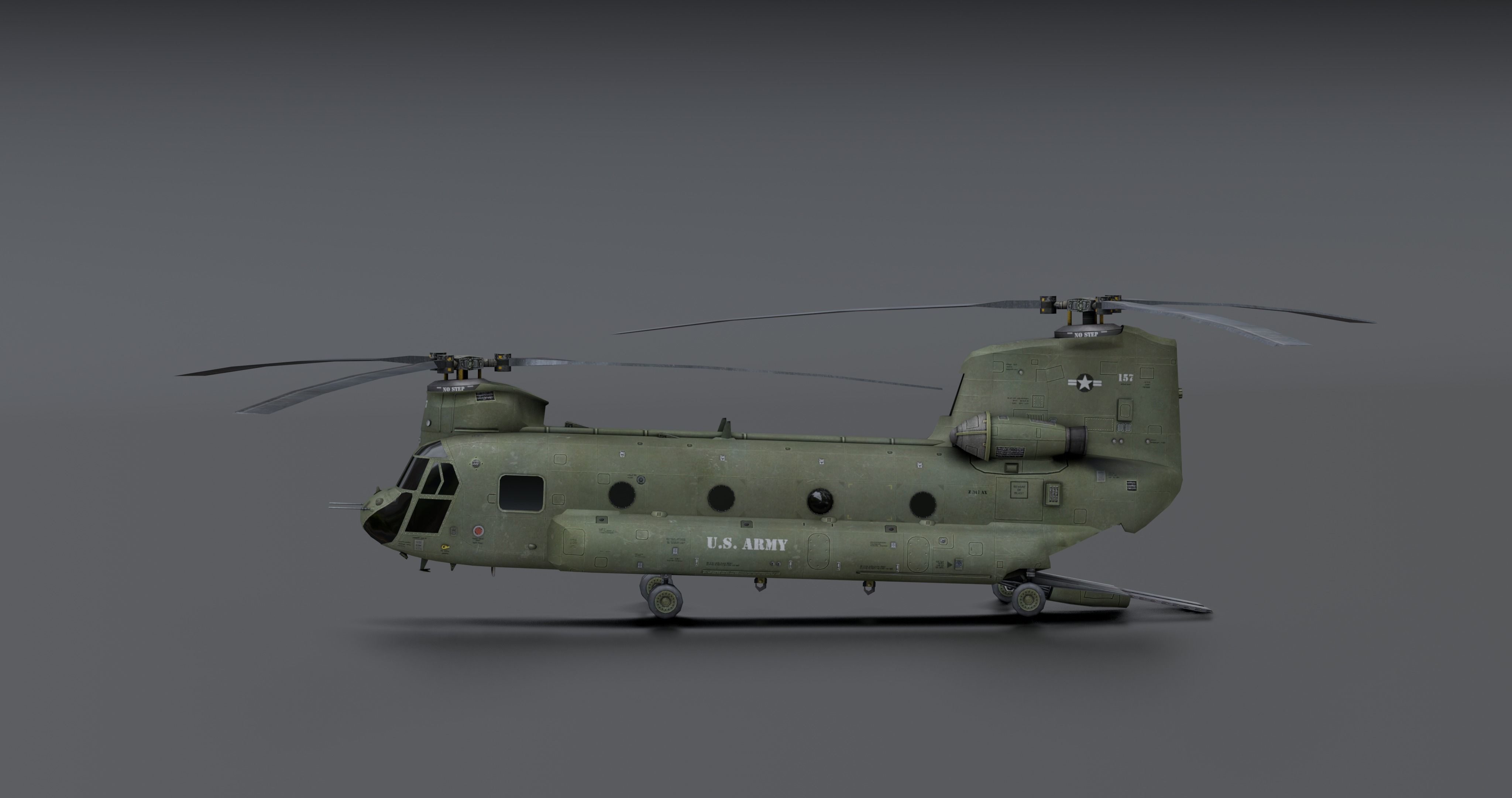 Chinook CH48 Low-poly 3D model_5