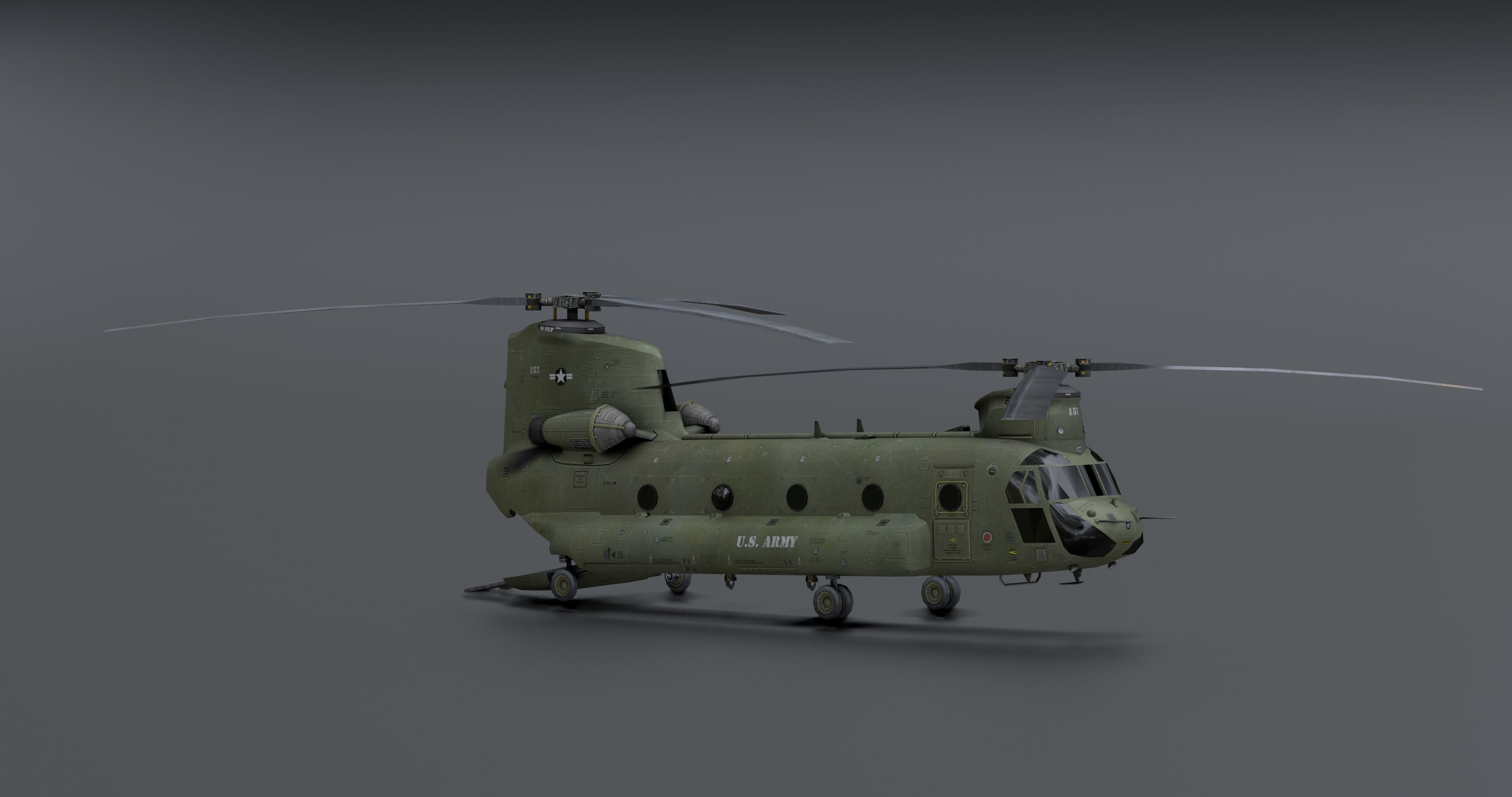 Chinook CH48 Low-poly 3D model_8