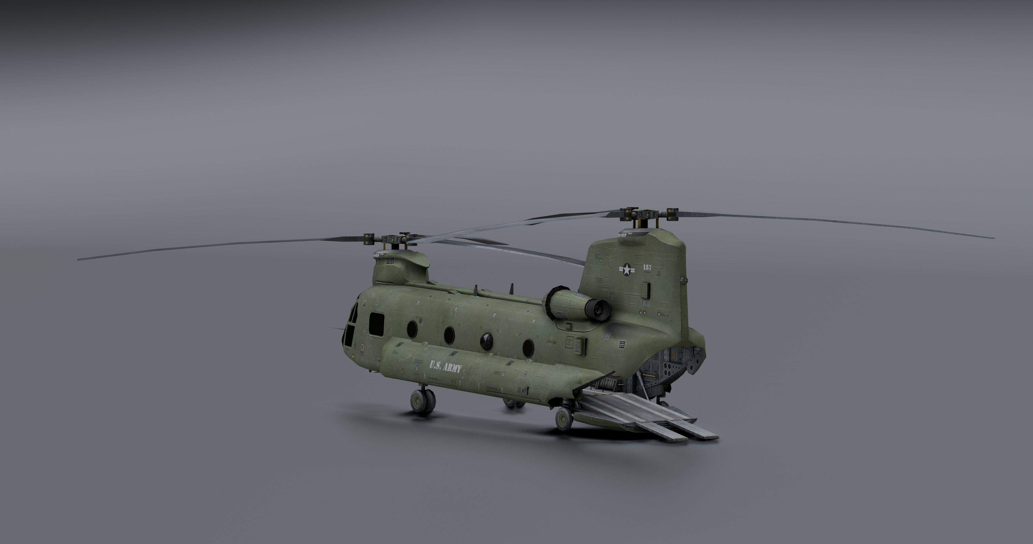 Chinook CH48 Low-poly 3D model_2