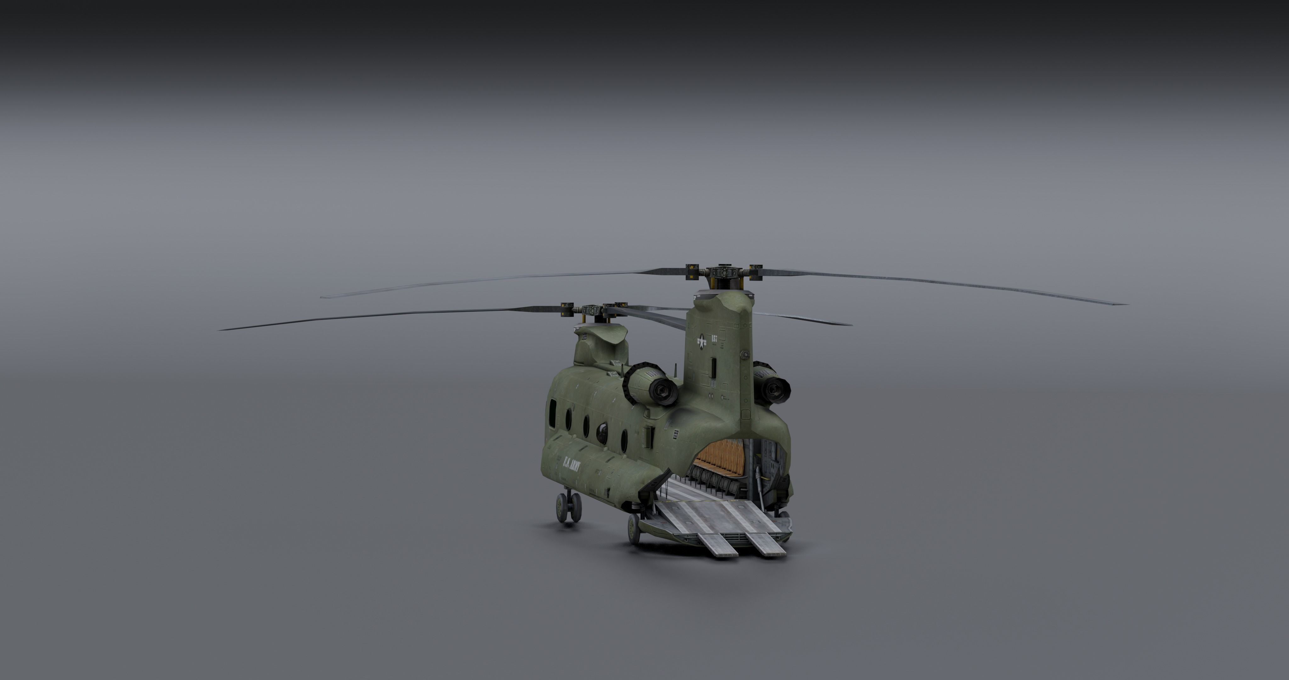 Chinook CH48 Low-poly 3D model_13