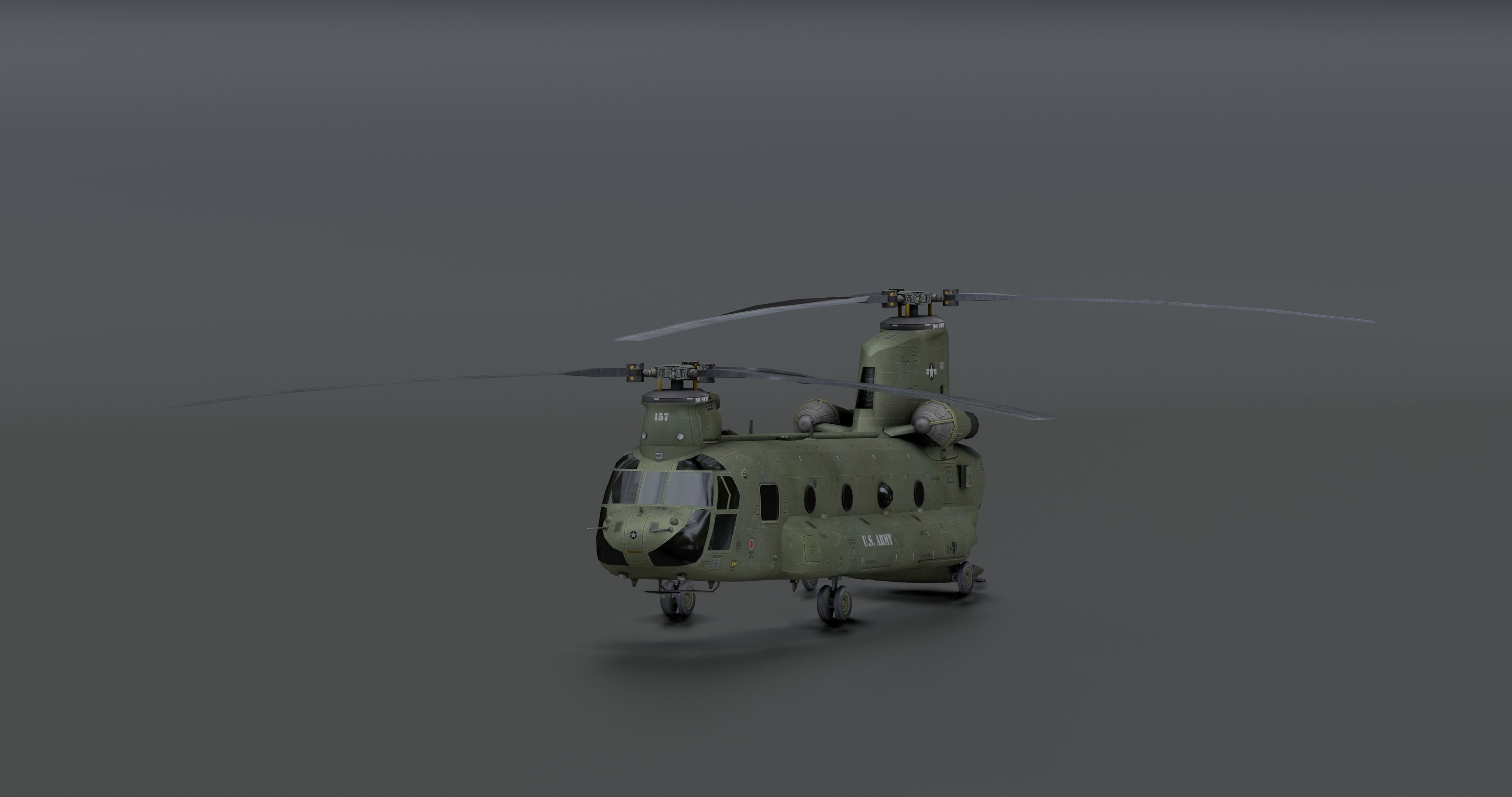 Chinook CH48 Low-poly 3D model_6